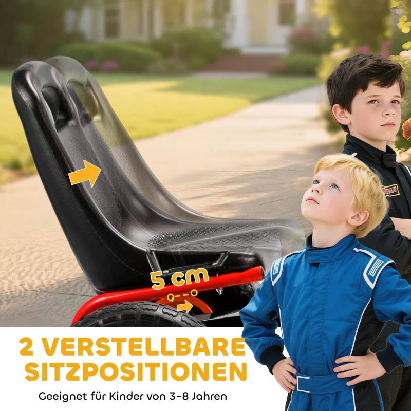 Pedal Go-Kart for Children with Adjustable Seat and EVA Wheels, Red - Image 5