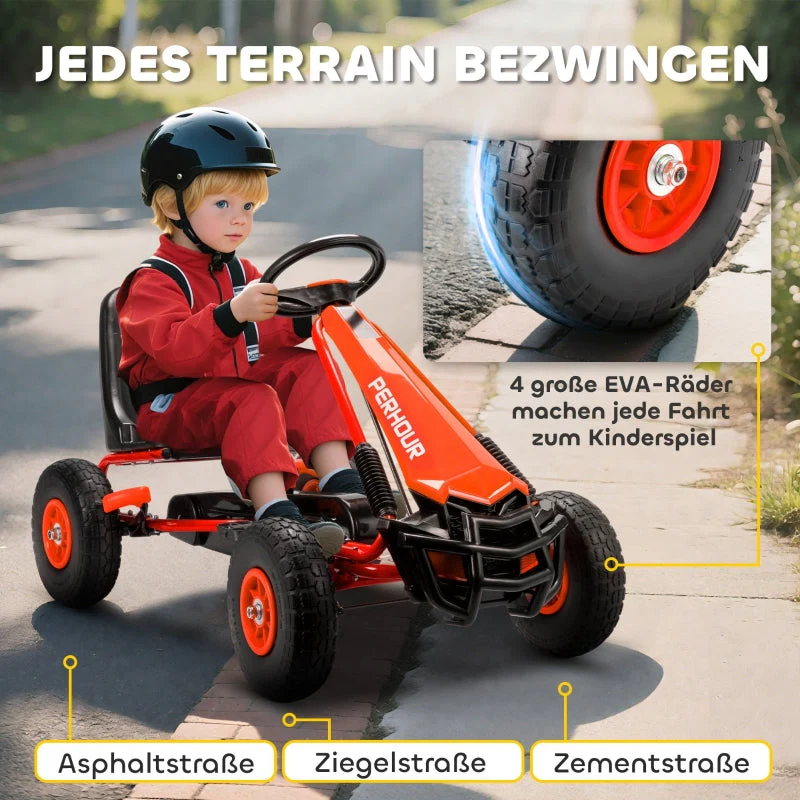 Pedal Go-Kart for Children with Adjustable Seat and EVA Wheels, Red - Image 6