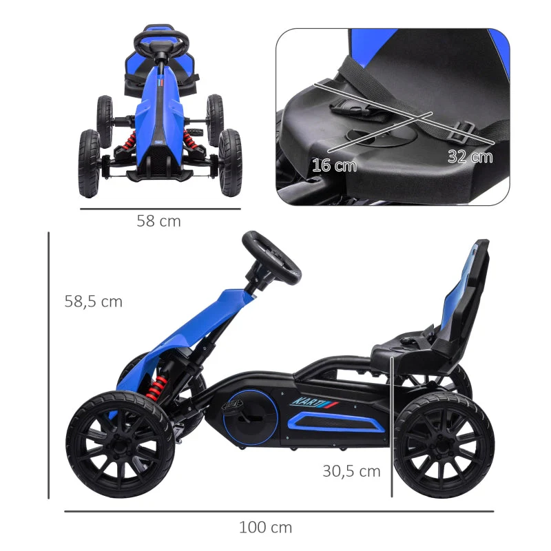 Pedal Go-Kart with Forward and Reverse Gears for Ages 3-8, Blue - Image 3