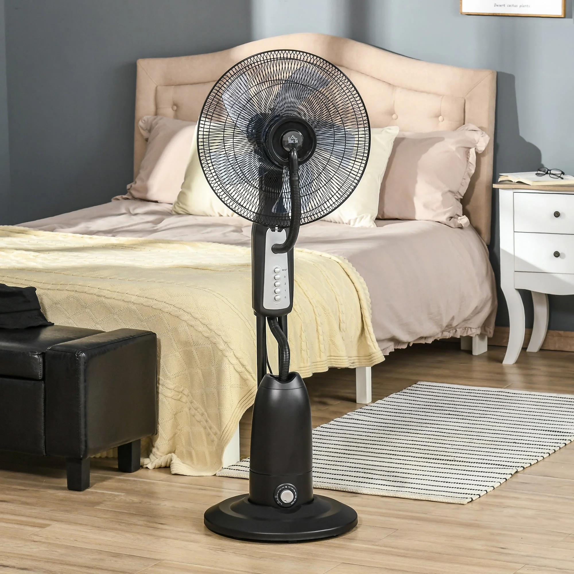 Pedestal Fan 2.8L Water Atomizer Mist Function 120cm Height, Metal - Image 2
