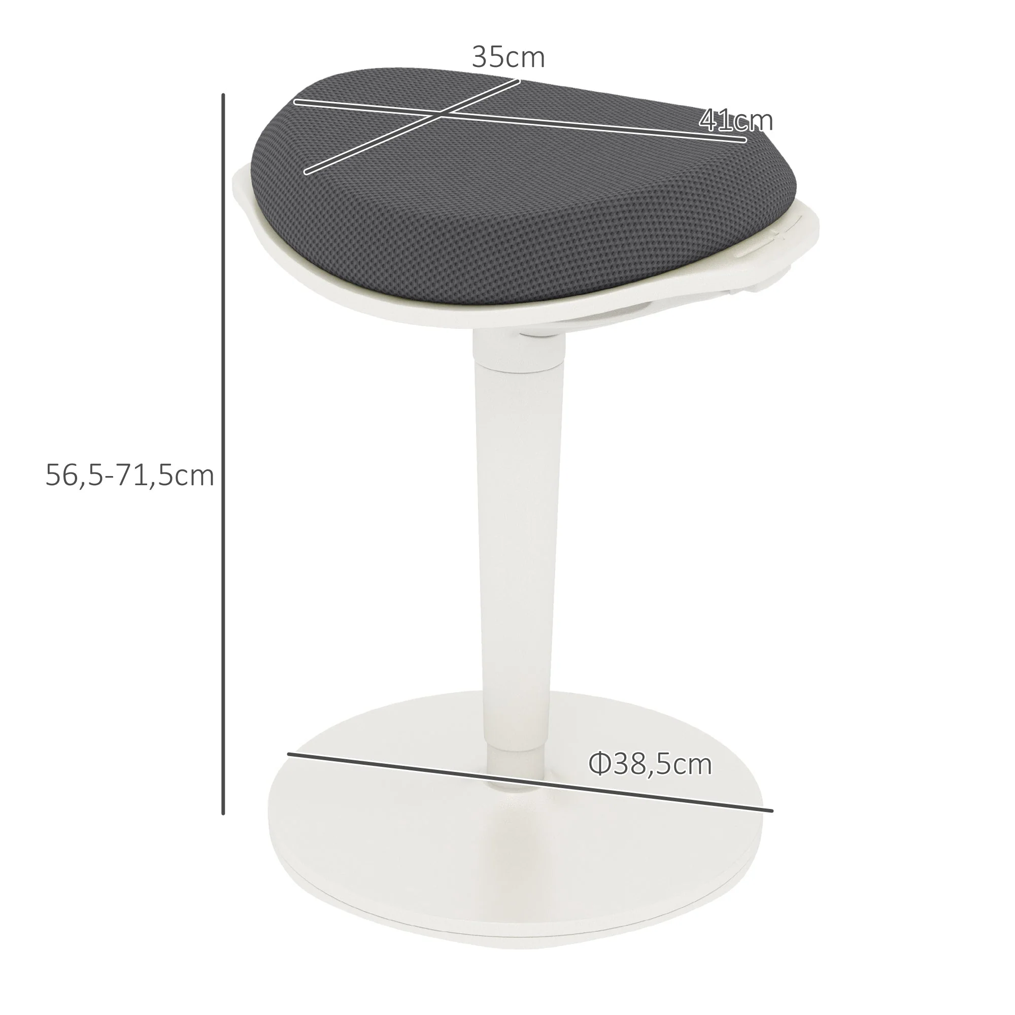 Pendulum Stool, Ergonomic Office Swivel Chair, Mesh Gray - Image 3