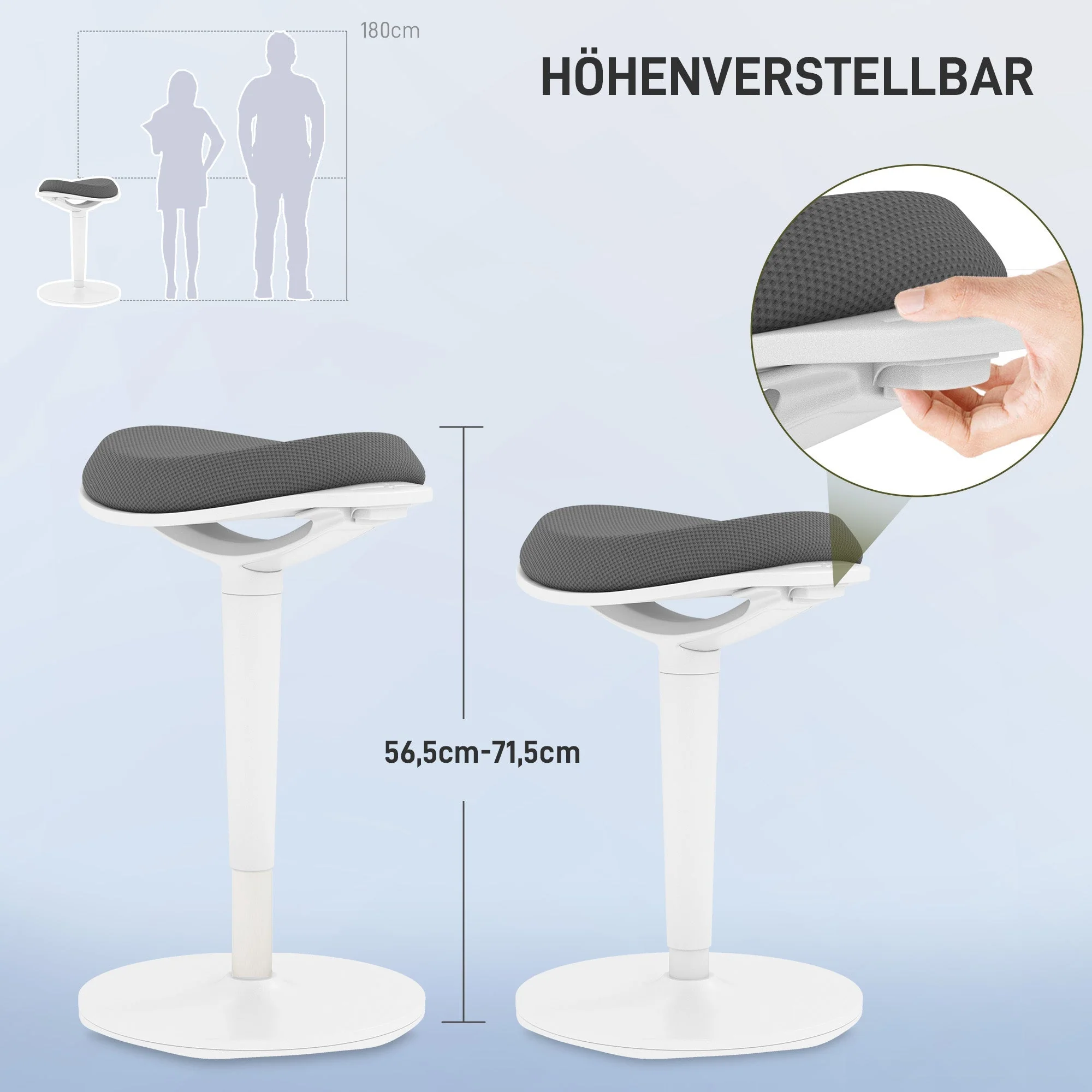 Pendulum Stool, Ergonomic Office Swivel Chair, Mesh Gray - Image 5