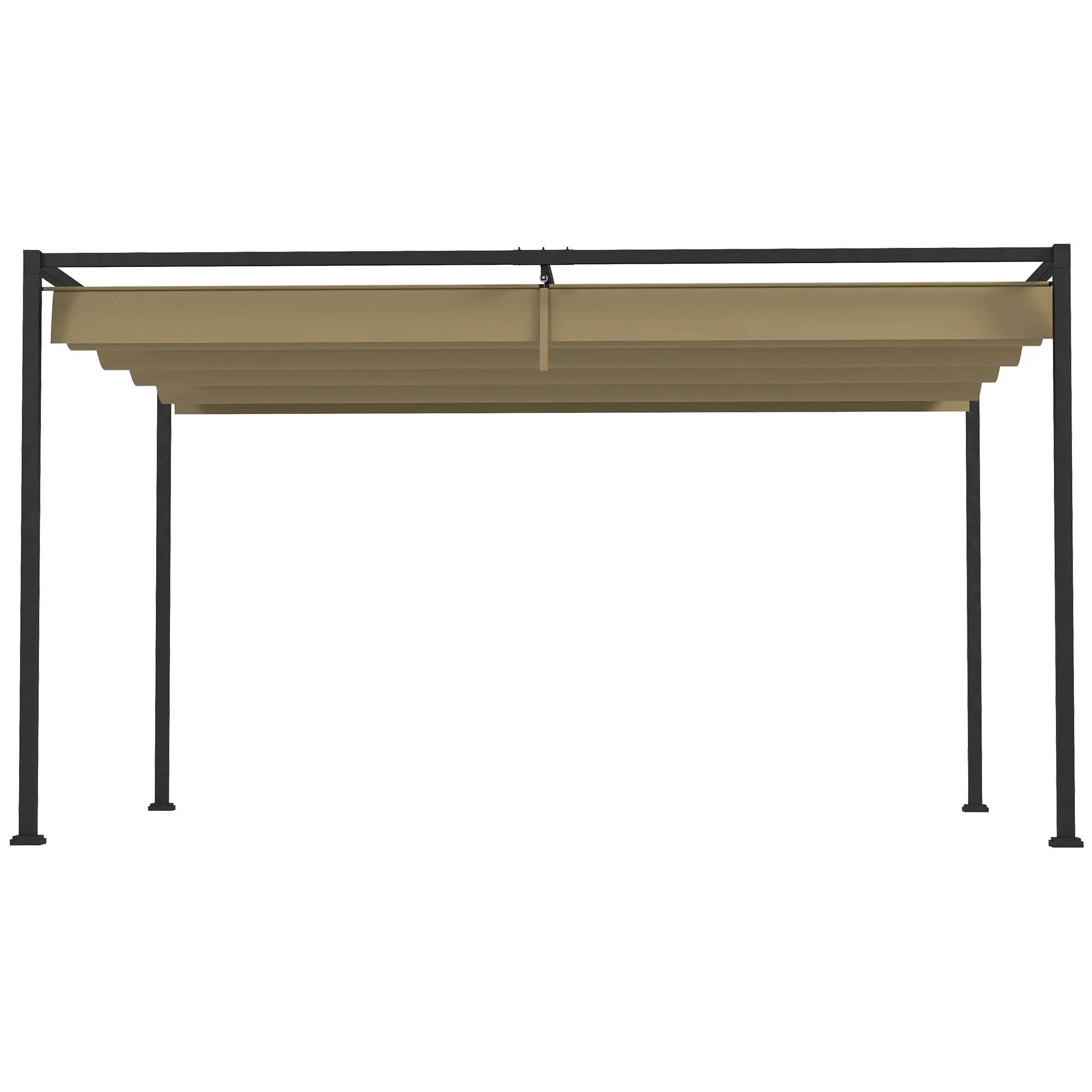 Pergola Garden Pavilion 4x3m Adjustable Roof Steel Khaki - Image 7