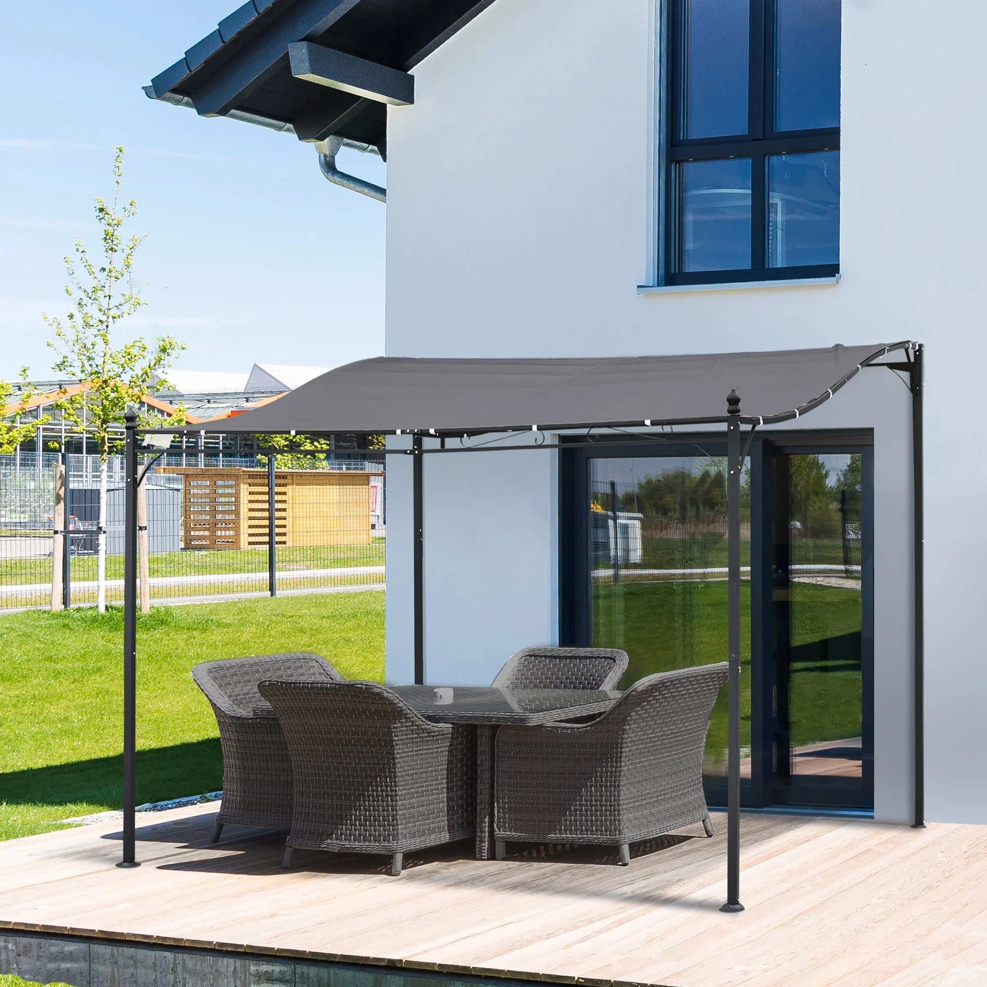 Pergola Garden Pavilion Tent 297x297cm Canopy for Terrace, Metal Grey