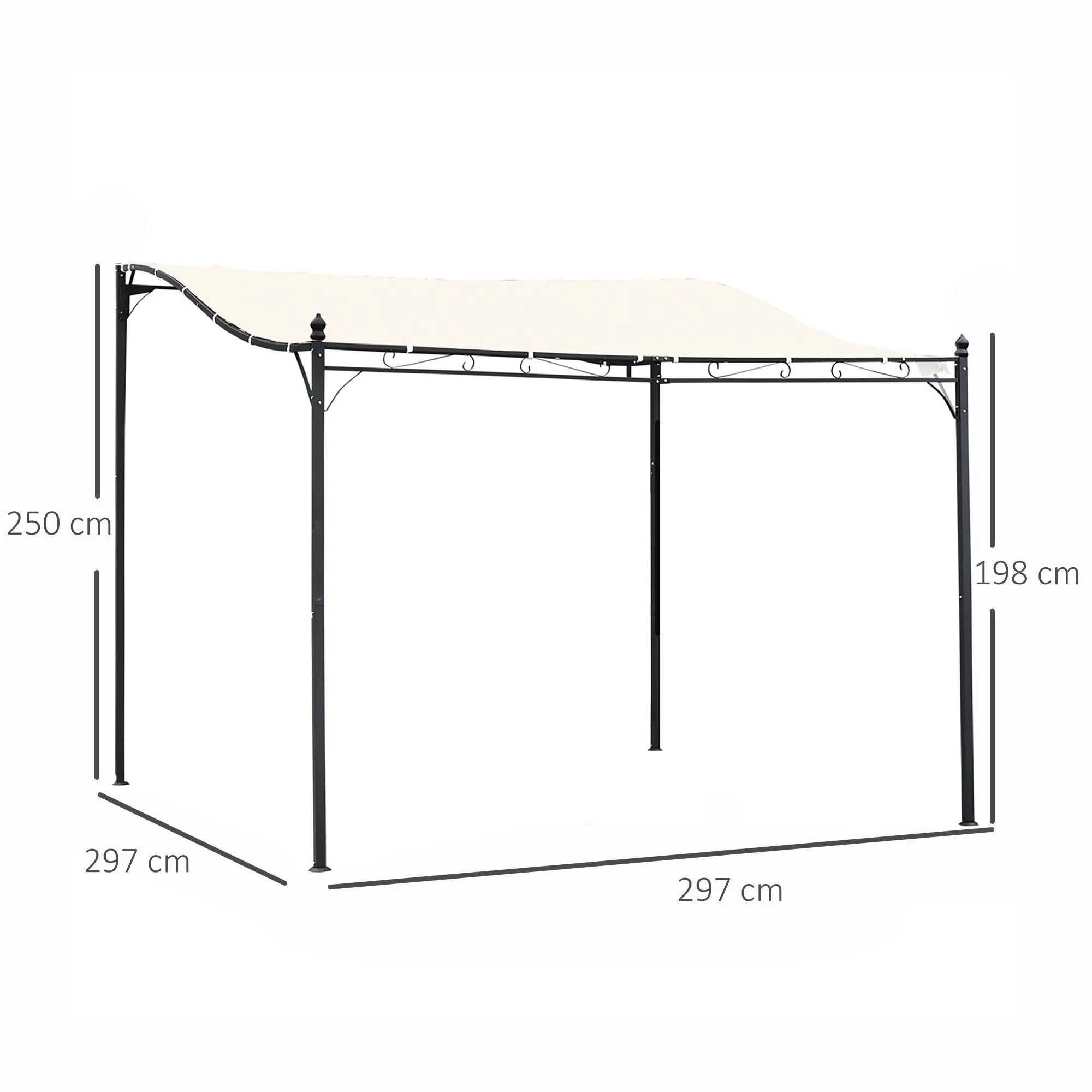 Pergola Garden Pavilion Tent 297x297cm Metal, Cream - Image 3