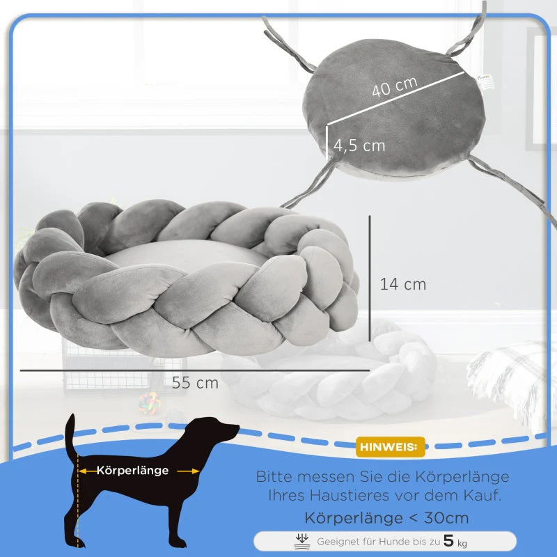 Pet Bed with Cushion, Washable, Grey - Image 3