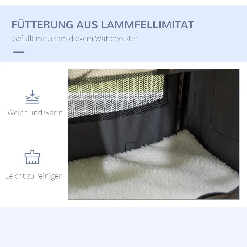 Pet Carrier Bag, Foldable 3 Doors, Grey - Image 5