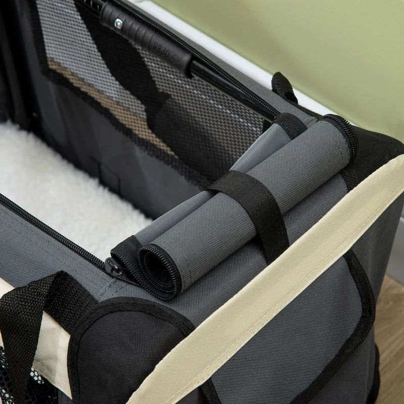 Pet Carrier Bag, Foldable 3 Doors, Grey - Image 8