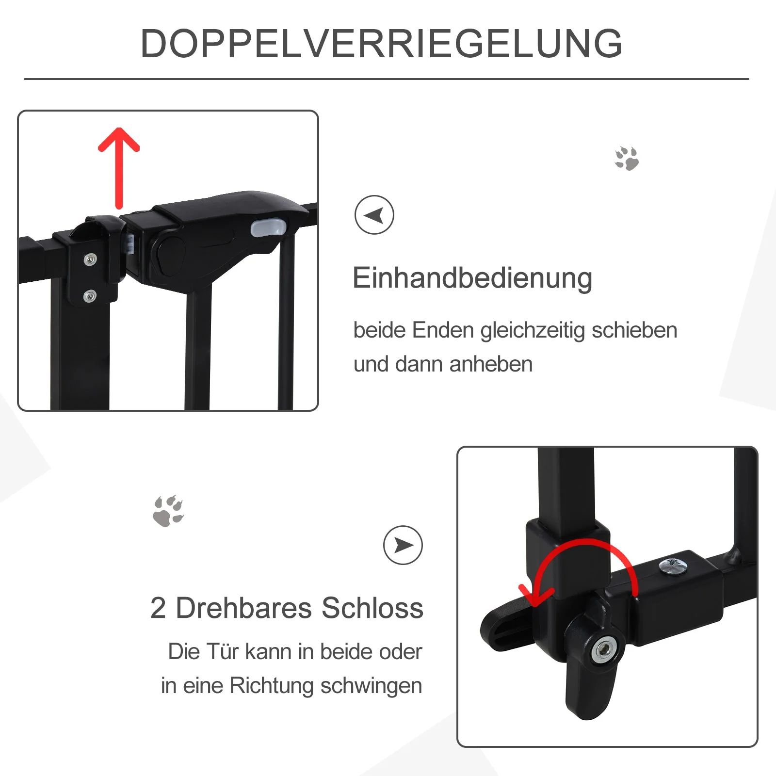 Pet Safety Gate, No Drilling Stair Gate, Metal Plastic, Black - Image 4