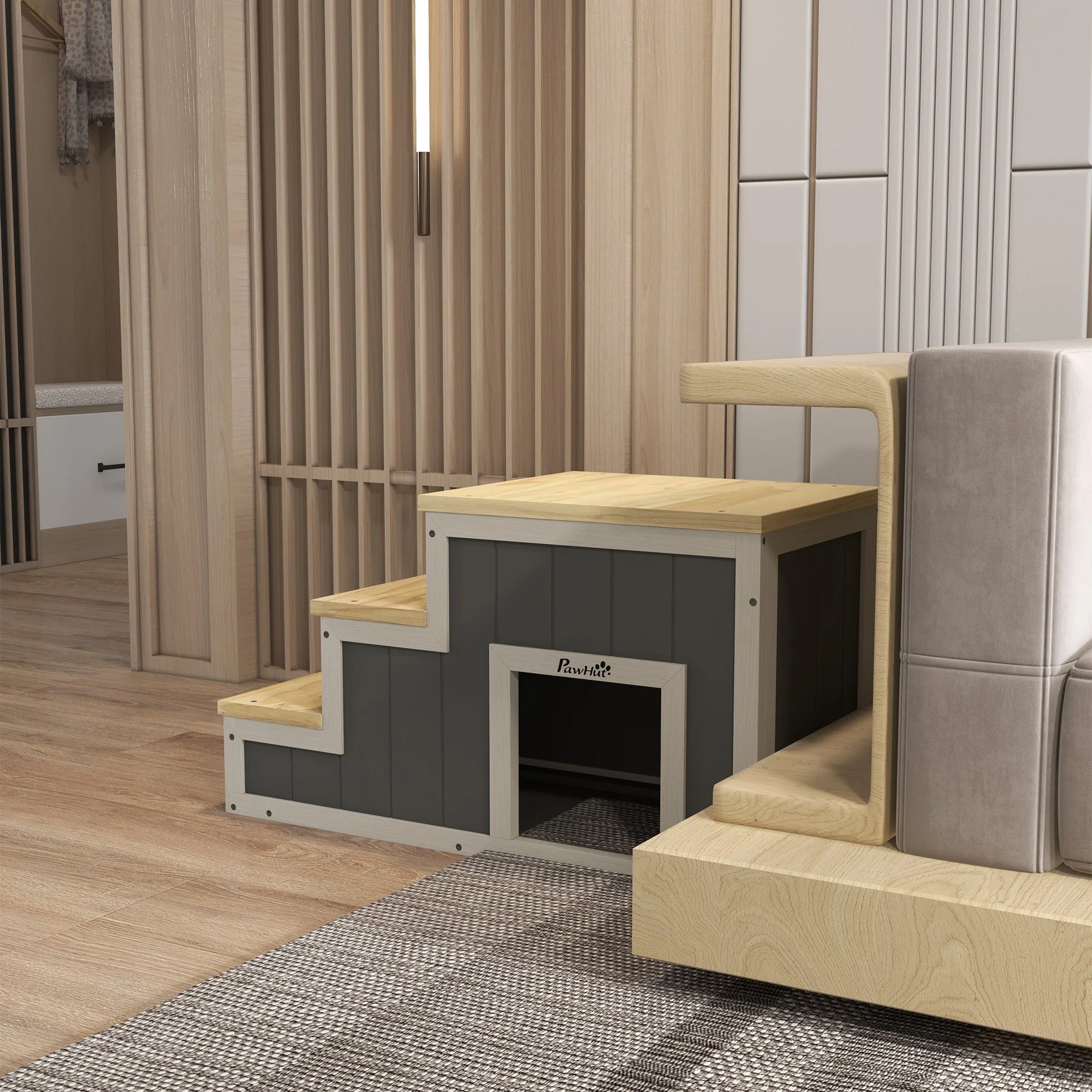 Pet Stairs 2-in-1 Cave 3 Steps Ramp, Wood - Image 7