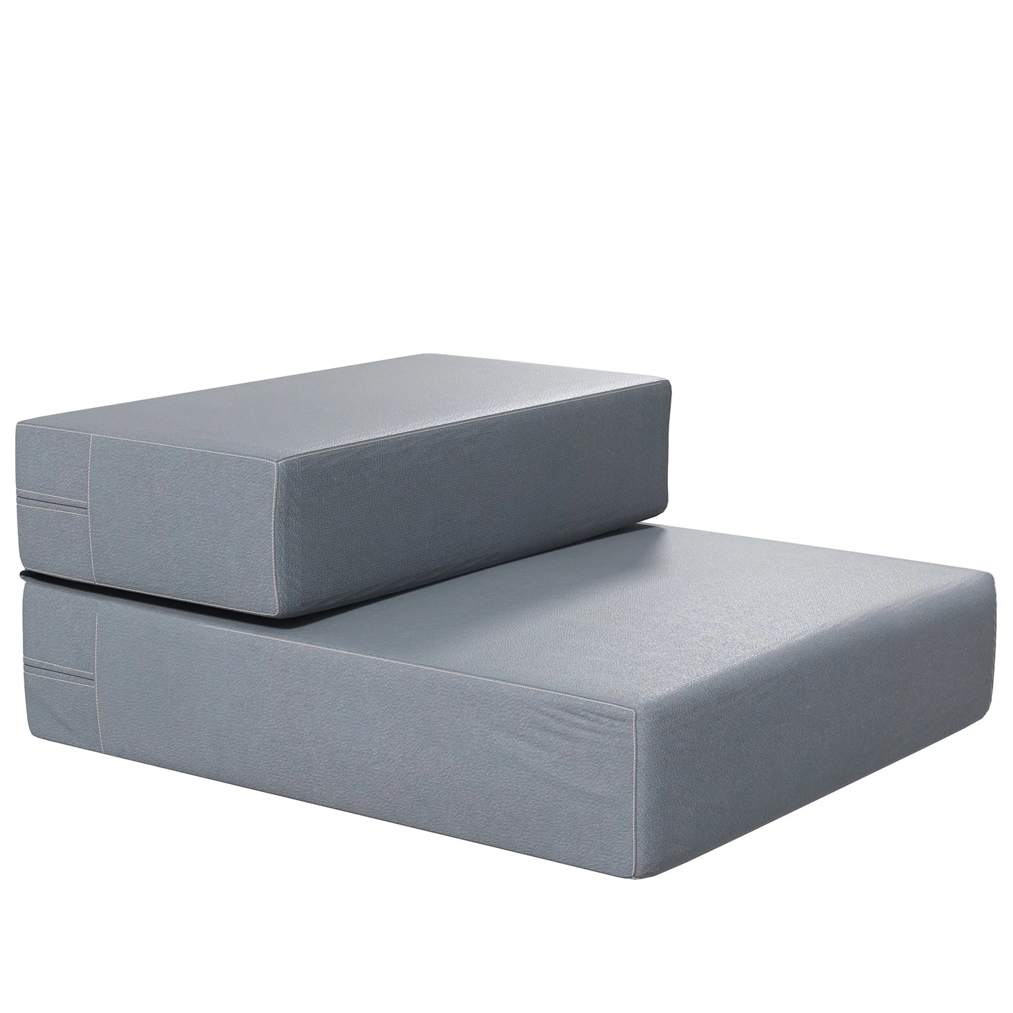 Pet Stairs, 2 Steps Foldable, Dog Stairs, Grey PU Leather - Image 2