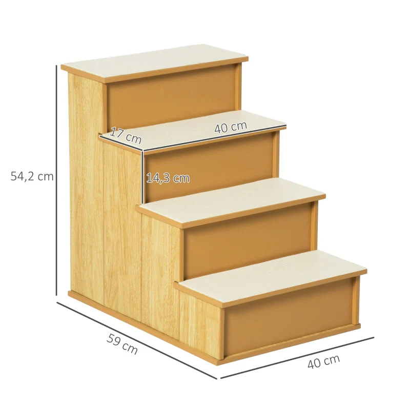 Pet Stairs, 4-Step for Dogs/Cats, up to 30kg, Natural - Image 3