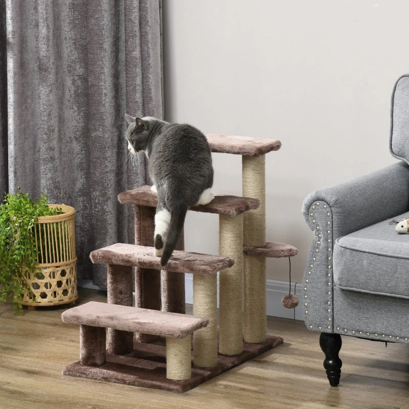 Pet Stairs Scratching Post, 4-Step for Animals up to 5 kg, Brown - Image 2