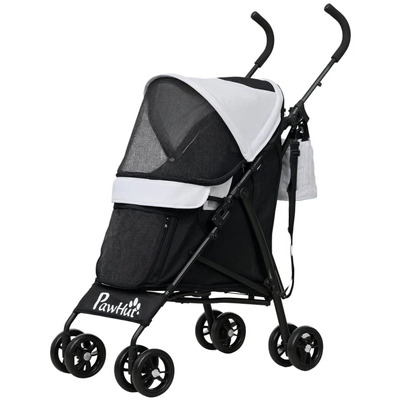 Pet Stroller, Safety Leash, Mesh Window, Light Grey - Image 2
