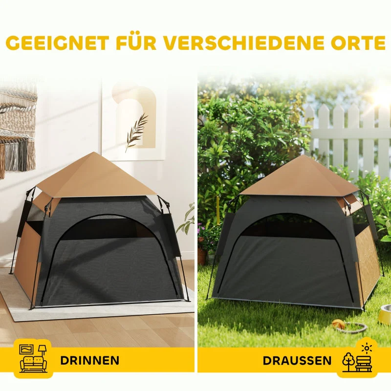 Pet Tent, Dog Tent, Foldable Weatherproof, Dark Brown - Image 6
