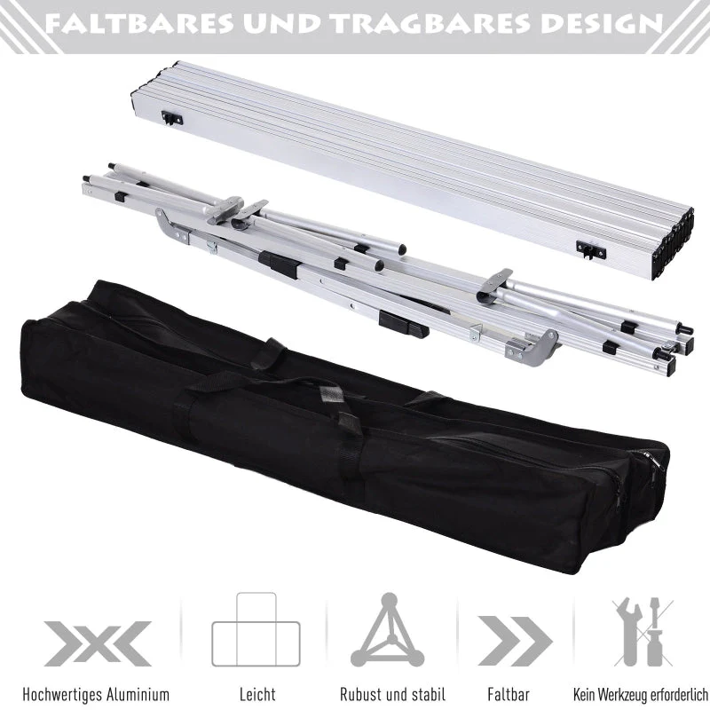 Picnic Folding Table | Height-Adjustable Collapsible Camping Table with Carry Bag | Aluminum Silver - Image 6