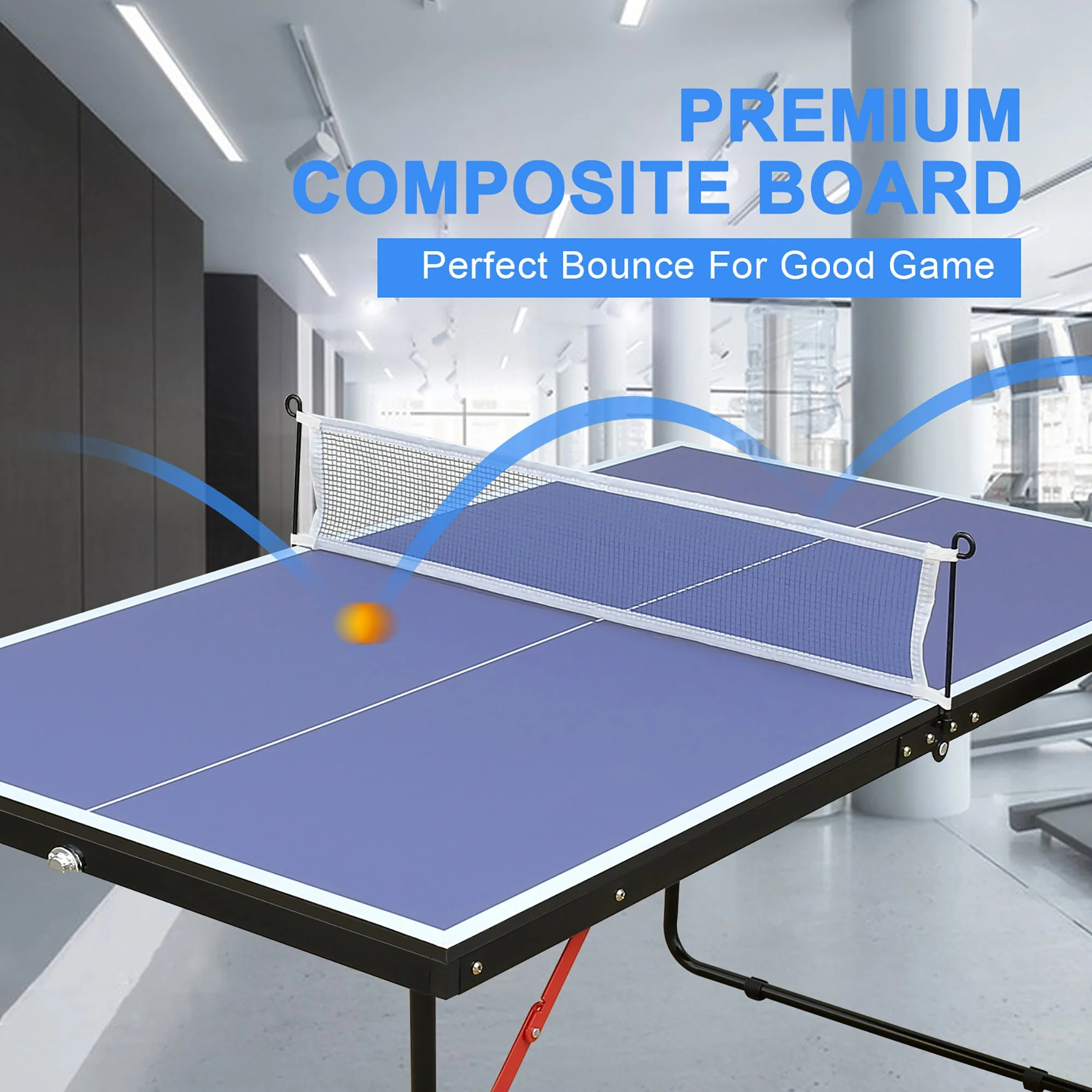 Ping Pong Table with Net & Paddles Set, Foldable Outdoor/Indoor, Blue - Image 6