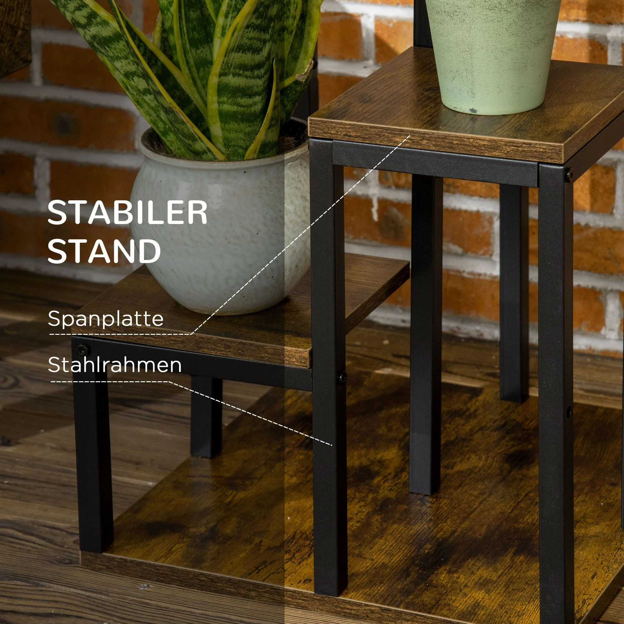 Plant Stand, 4-Level Multifunctional Shelf, Brown - Image 5