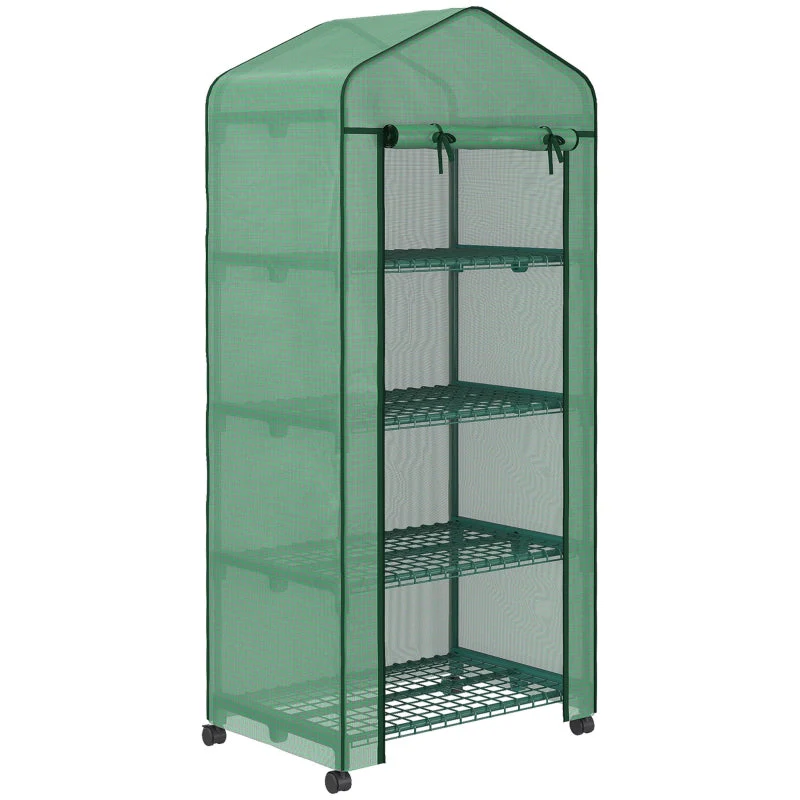 Plastic Greenhouse, 4 Shelves, 69x50x165cm, Green - Image 2