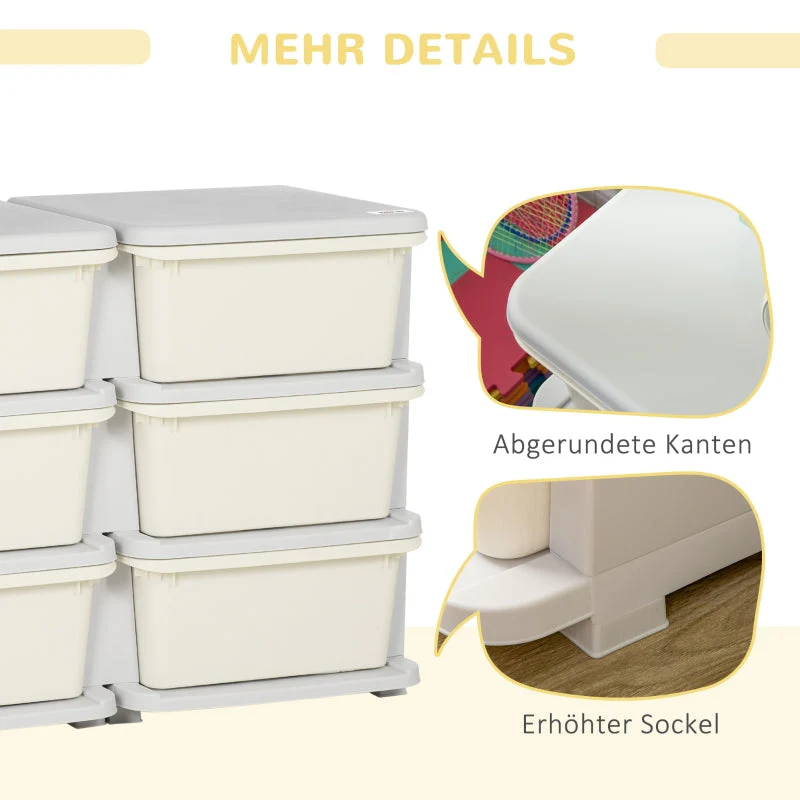 Plastic Storage Box, 6 Drawers, Toy Organizer, Cream White - Image 6