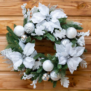 Poinsettia Wreath - White