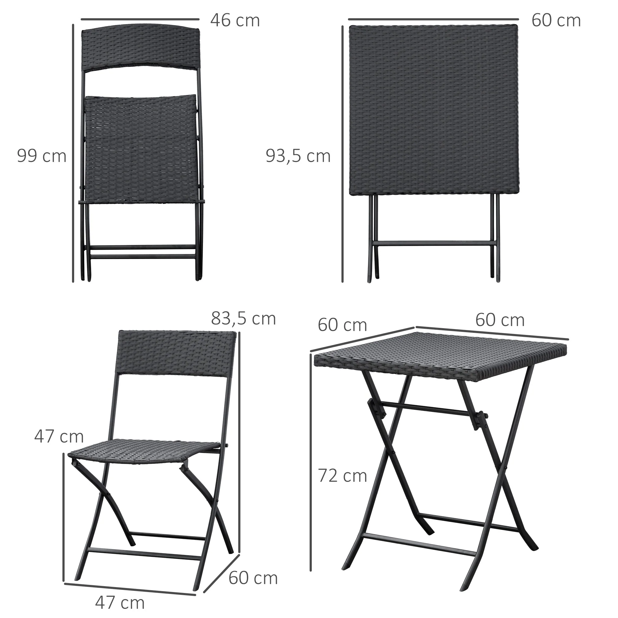 Polyrattan Bistro Set for 2 People, Rattan Seating Group Garden Furniture, Brown - Image 3