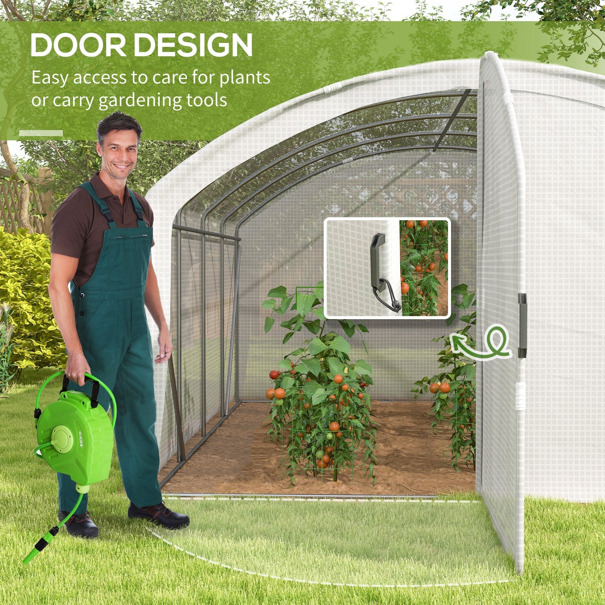 Polytunnel Greenhouse Walk-in 4 x 3 x 2m UV-resistant PE Cover Galvanised Steel Frame, White - Image 5