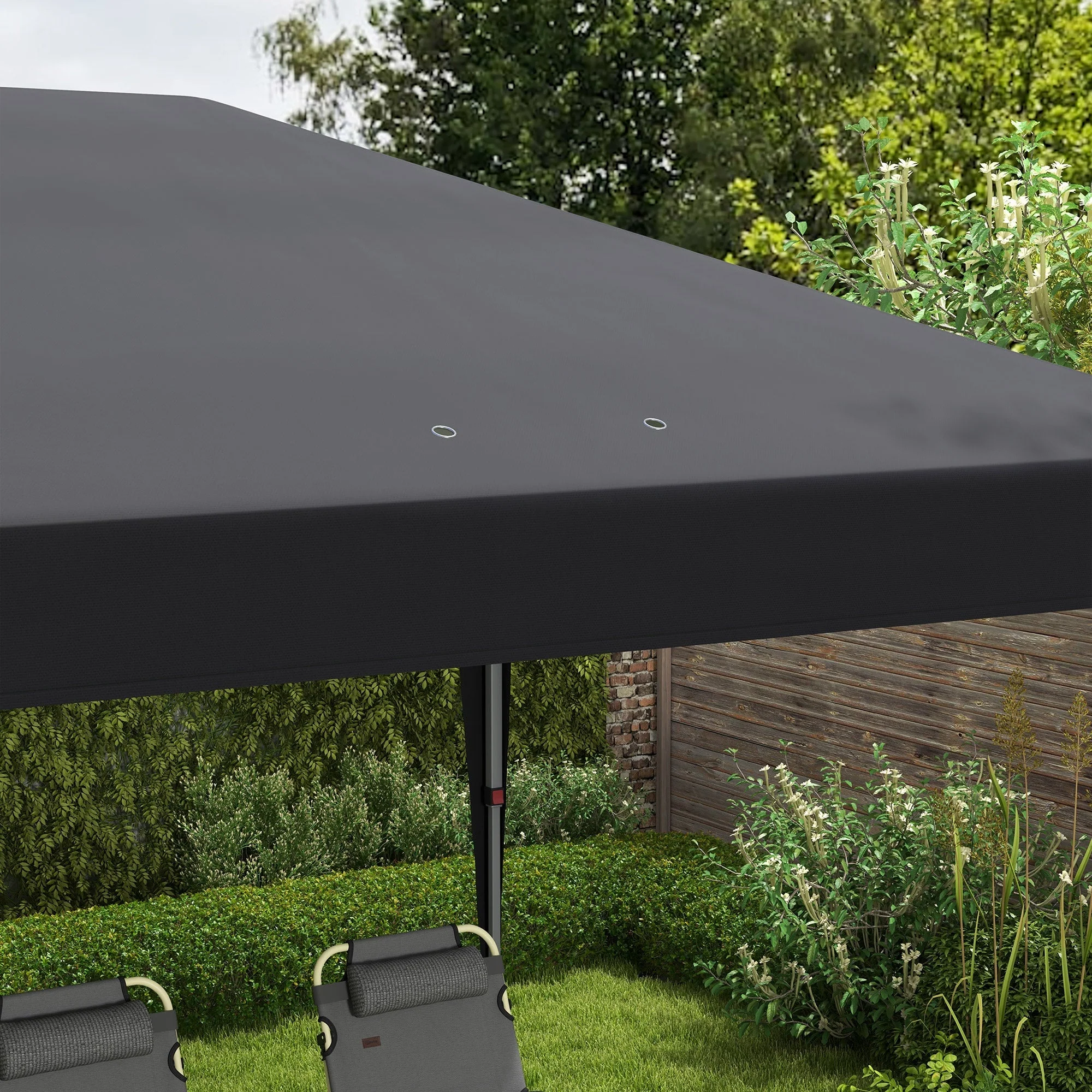 Pop Up Gazebo, 3 x 6m Foldable Canopy Tent Height Adjustable, Black - Image 7
