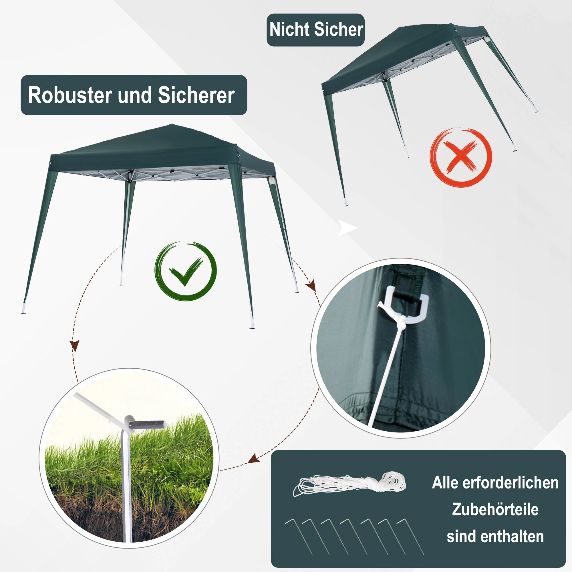 Pop-Up Gazebo, Party Tent, UV Protection, Foldable, Portable, Steel Green - Image 6