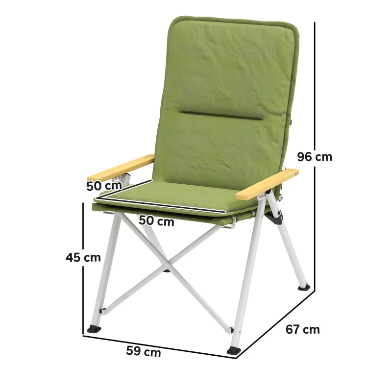 Portable Camping Chair, High Back Folding Recliner with Padded Seat and Carry Bag, Green - Image 4