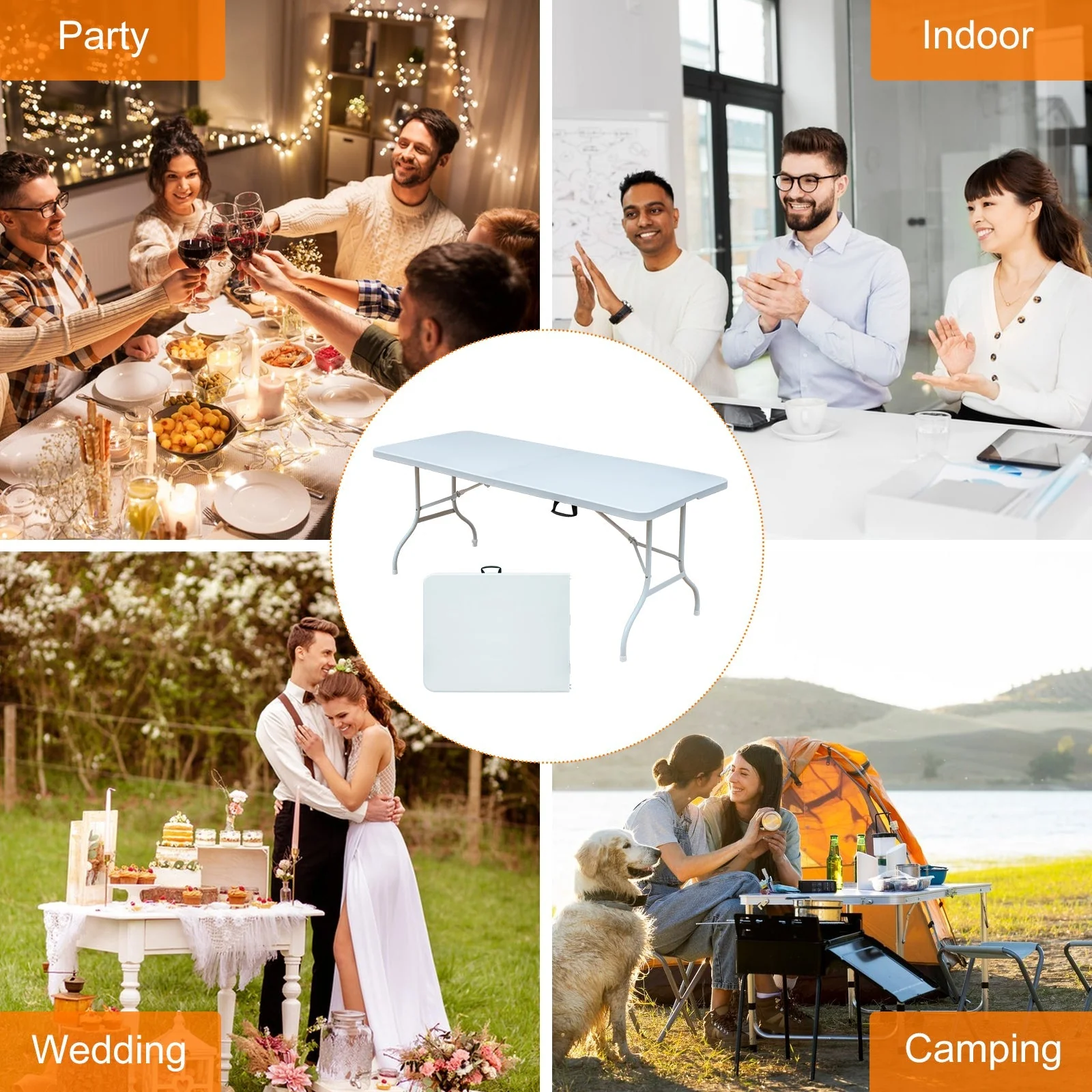 Portable Folding Table 180cm Heavy Duty (White) - Image 8