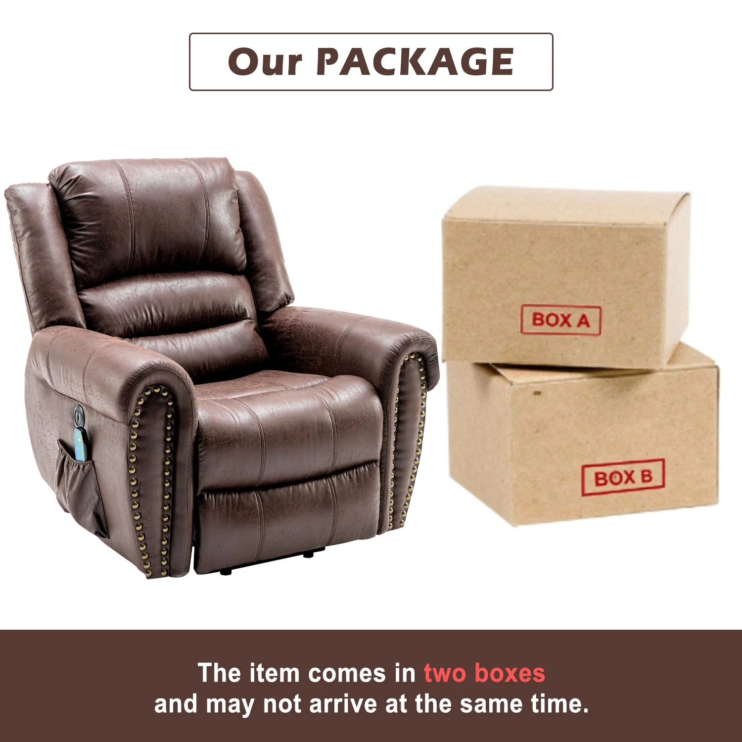 Power Lift Recliner Chair with Massage, Heat, USB Port & Pockets, Heavy Duty Electric Faux Leather - Image 5