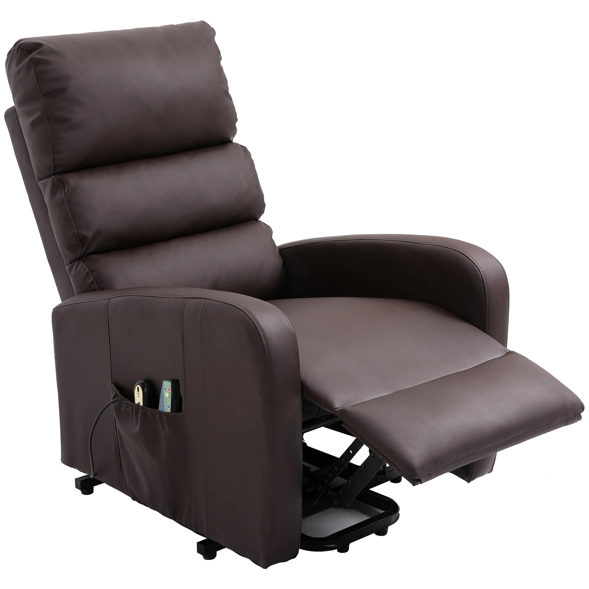 Power Massage Lift Recliner Chair, Heat, Vibration, Remote Control, PU Leather Brown - Image 12