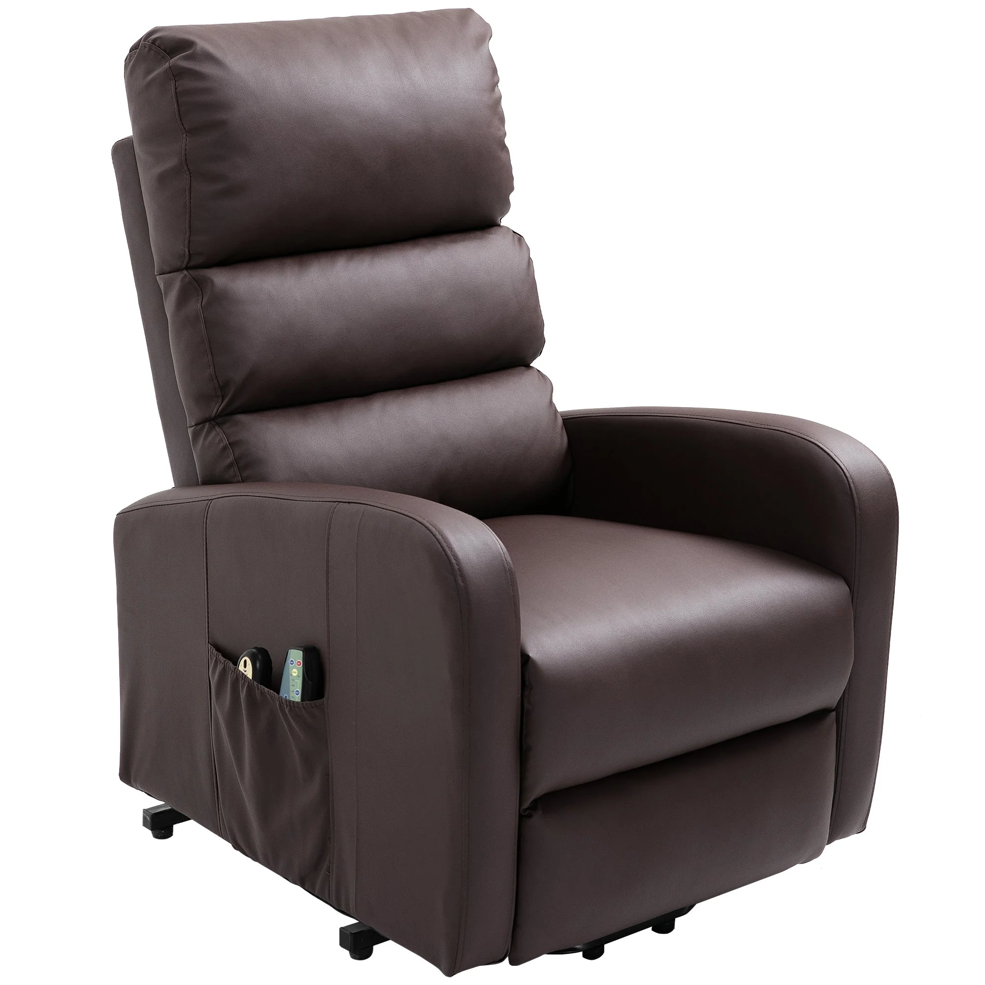 Power Massage Lift Recliner Chair, Heat, Vibration, Remote Control, PU Leather Brown - Image 19
