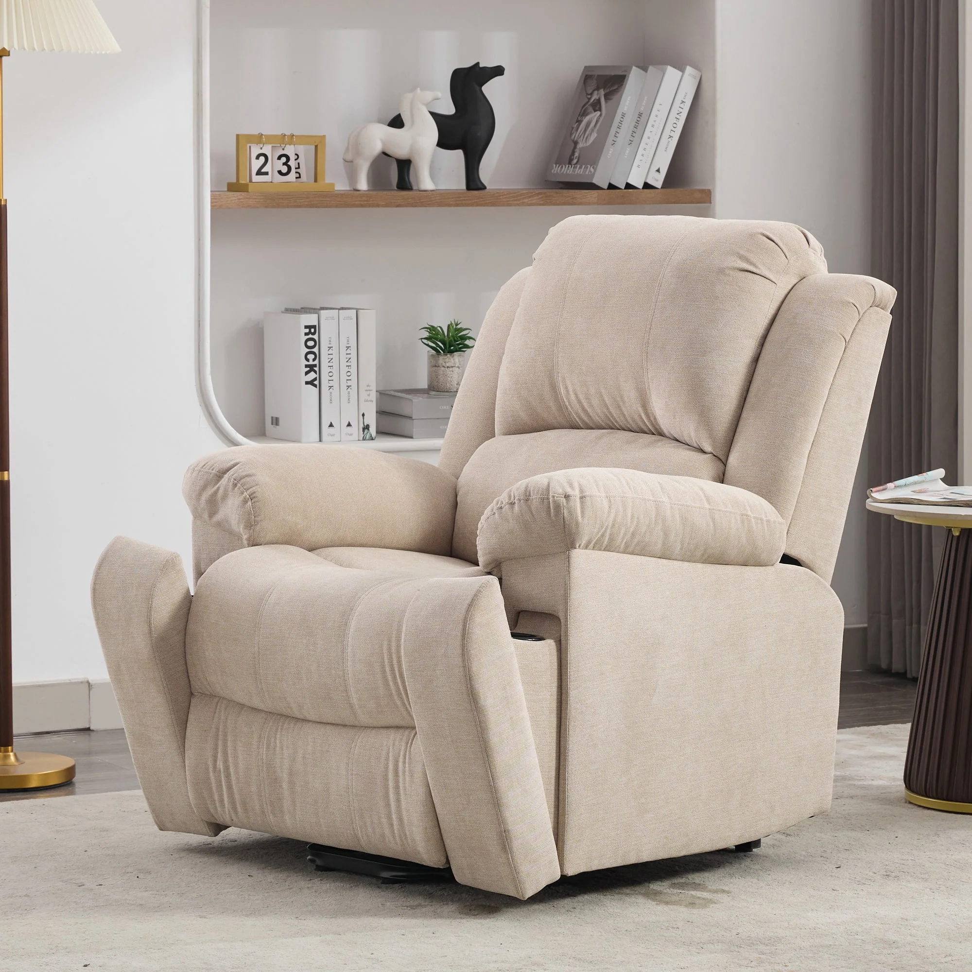 Power Massage Lift Recliner Chair with Heat & Vibration for Elderly, Heavy Duty Fabric - Image 3
