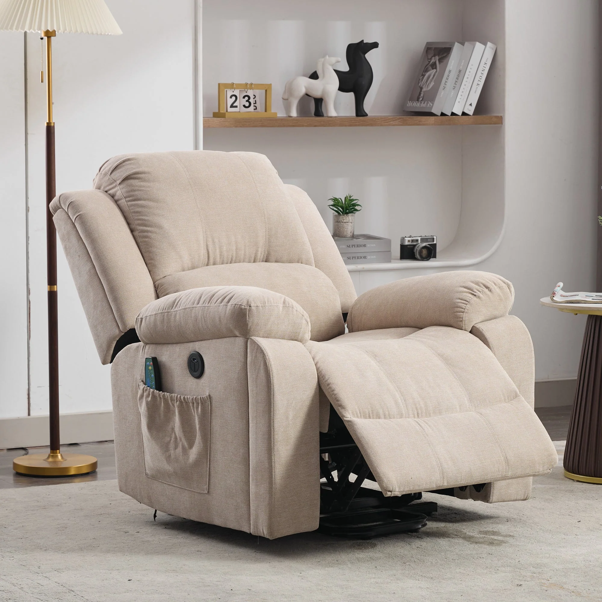 Power Massage Lift Recliner Chair with Heat & Vibration for Elderly, Heavy Duty Fabric - Image 5
