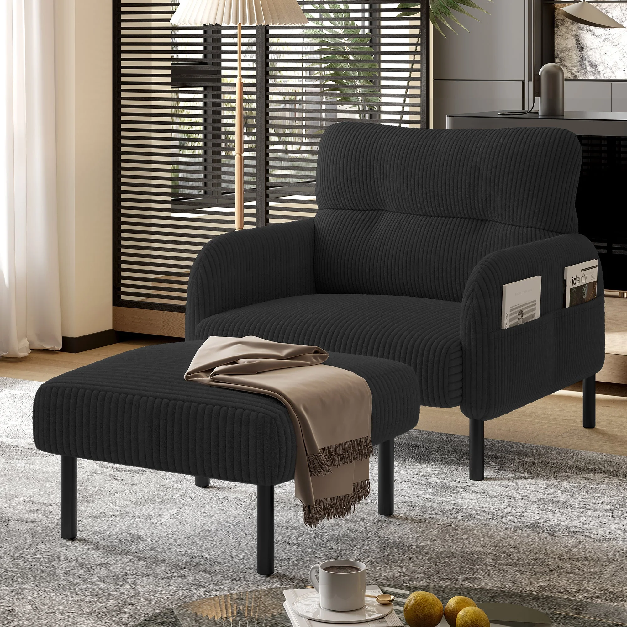 Premium Corduroy Stool with Metal Frame – Super-Soft Velour Cover - Image 6