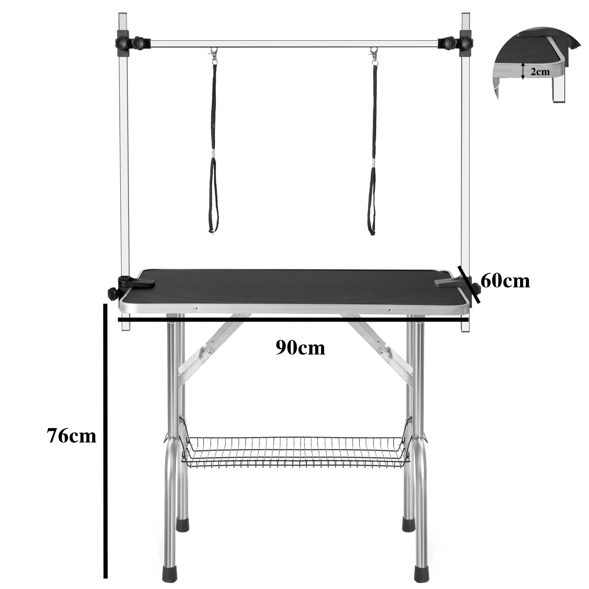 Professional Foldable Dog Grooming Table, Adjustable Arm, Robust, Mesh Tray & Rubber Mat - Image 9
