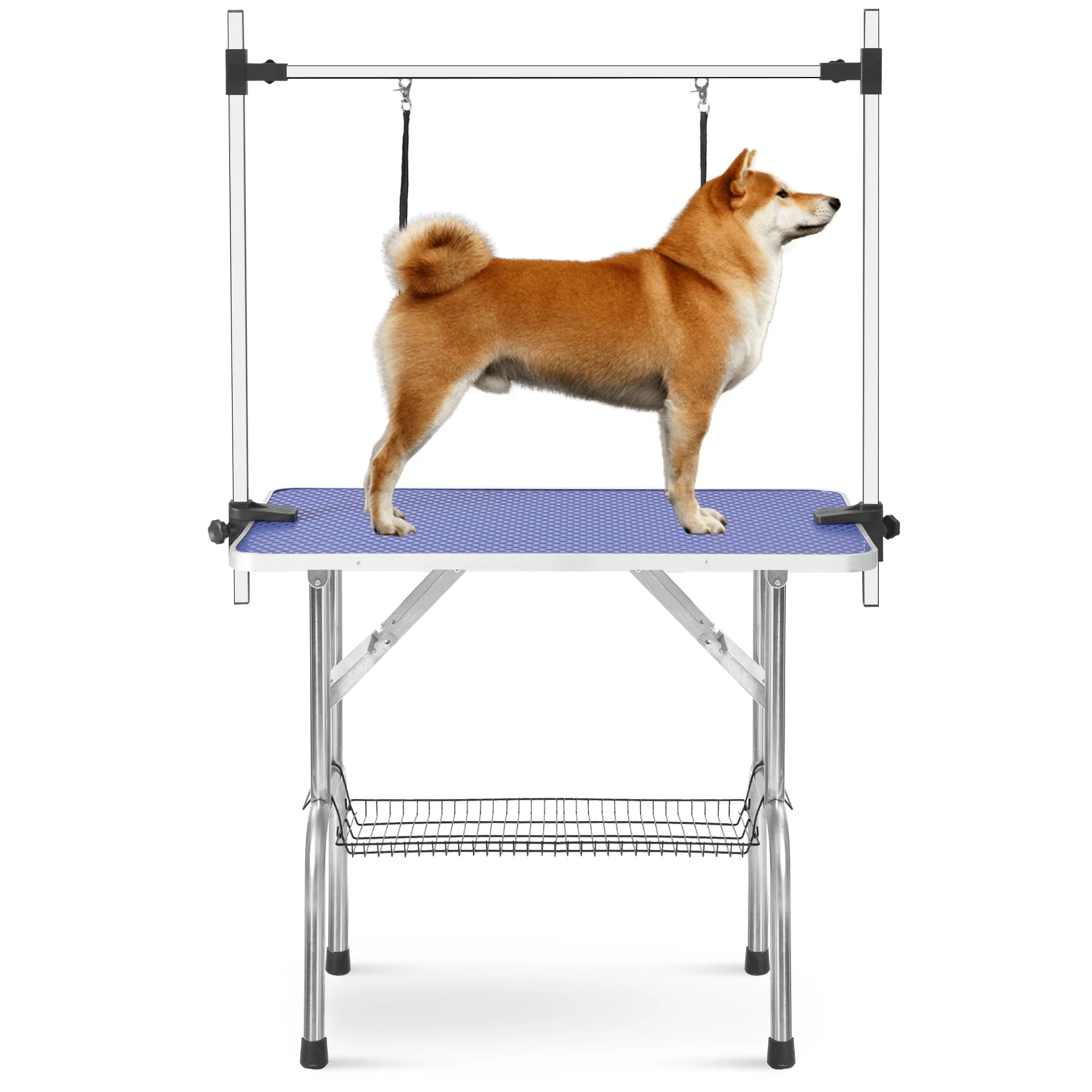 Professional Foldable Dog Grooming Table with Adjustable Arm, Sturdy, 117cm, BLUE - Image 8