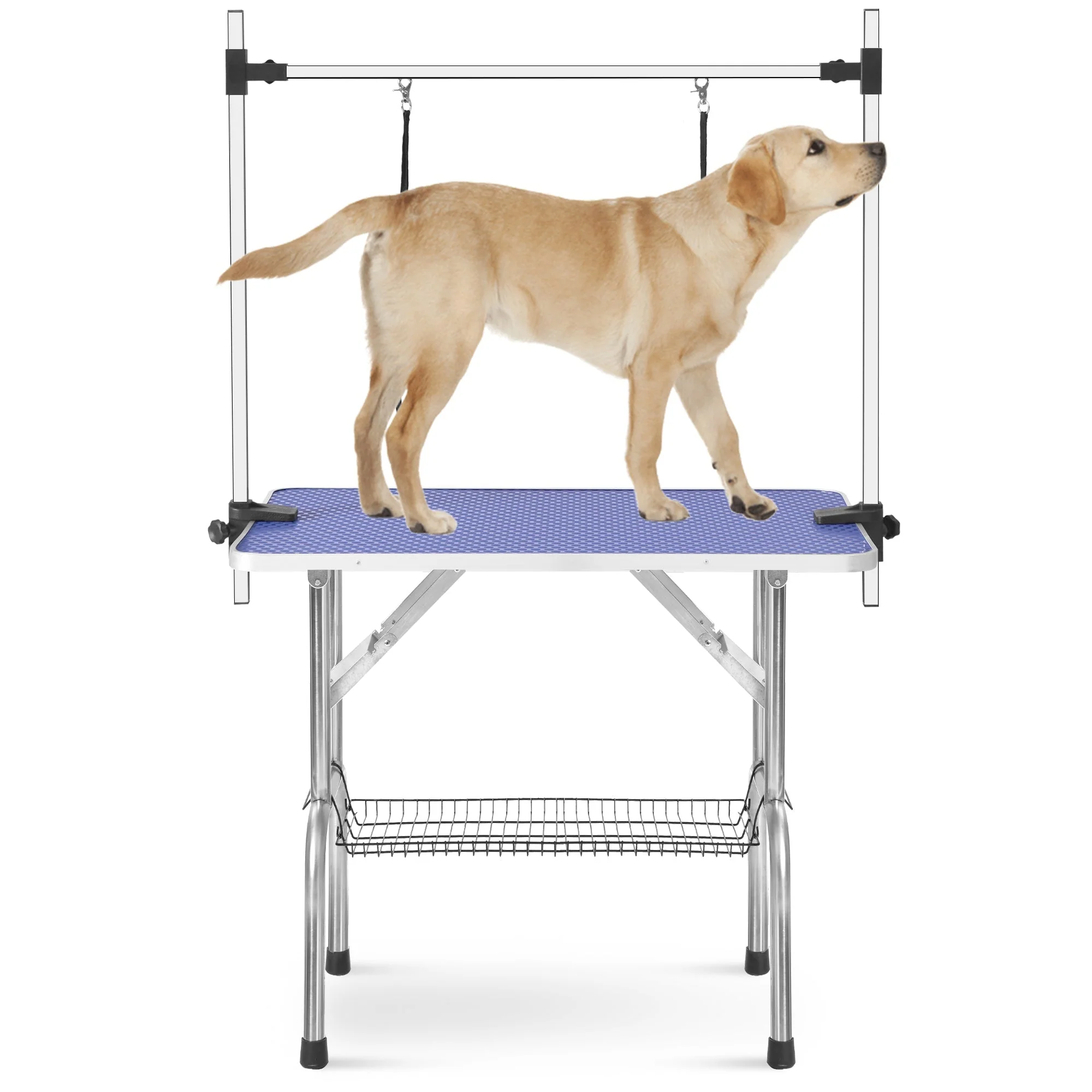 Professional Foldable Dog Grooming Table with Adjustable Arm, Sturdy, 117cm, BLUE - Image 9