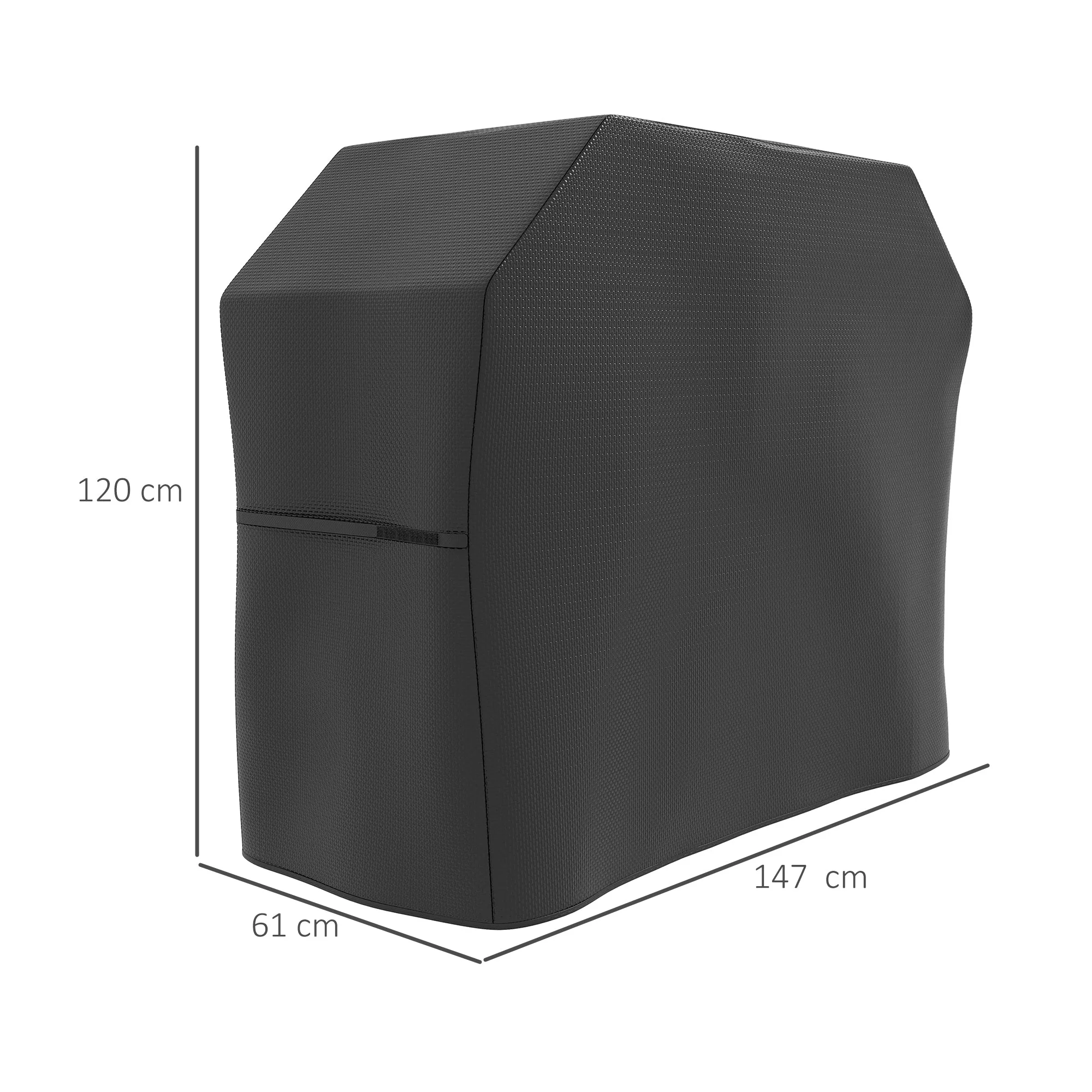 Protective Grill Cover, 147 x 61cm Weather-Resistant, Durable Plastic Coated Black - Image 3