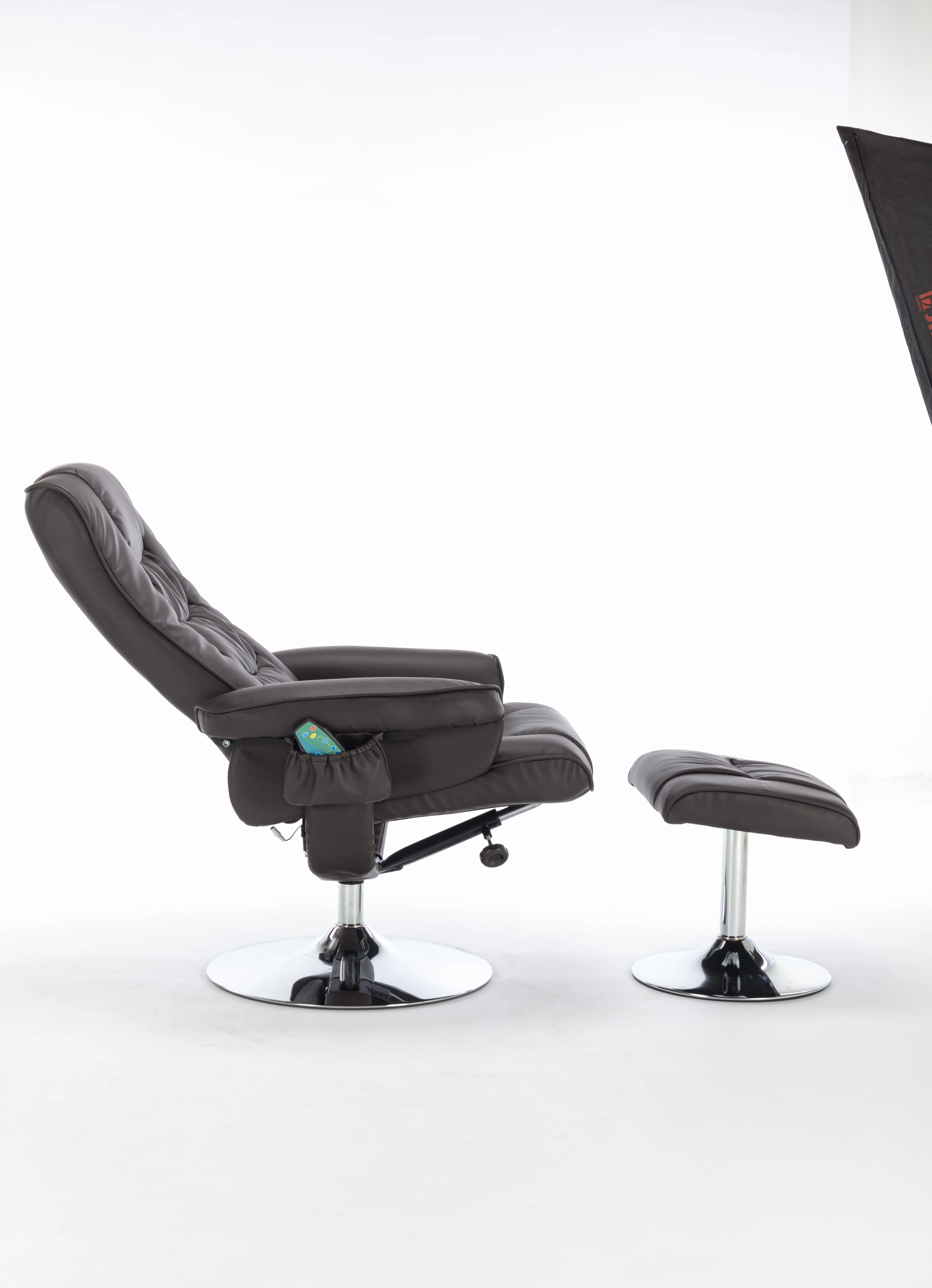 PU Upholstered Massage Recliner with 5 Points Massager, Brown