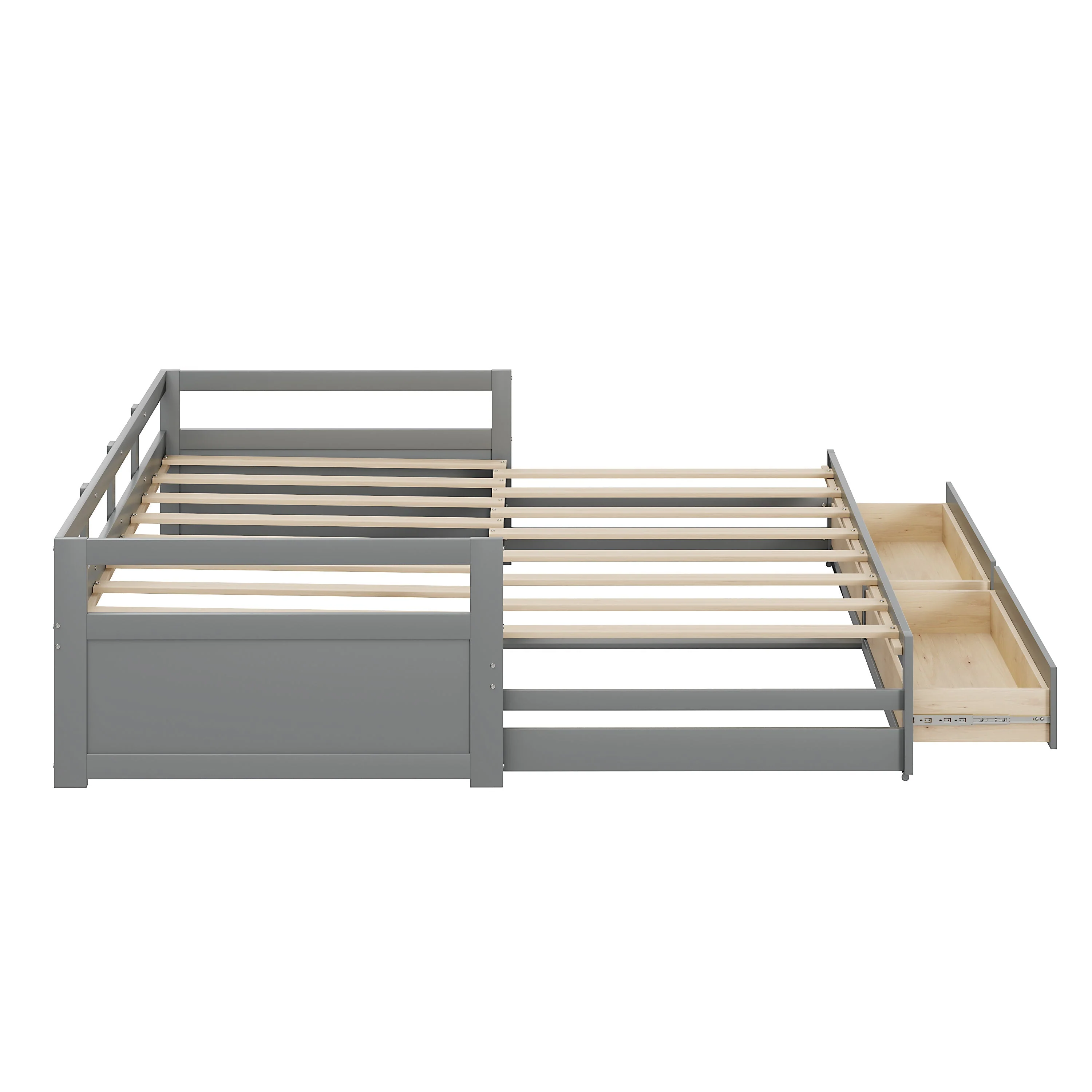 Pull-out Sofa Bed, 90/180*200 cm with Drawers, Pine, Grey - Image 6