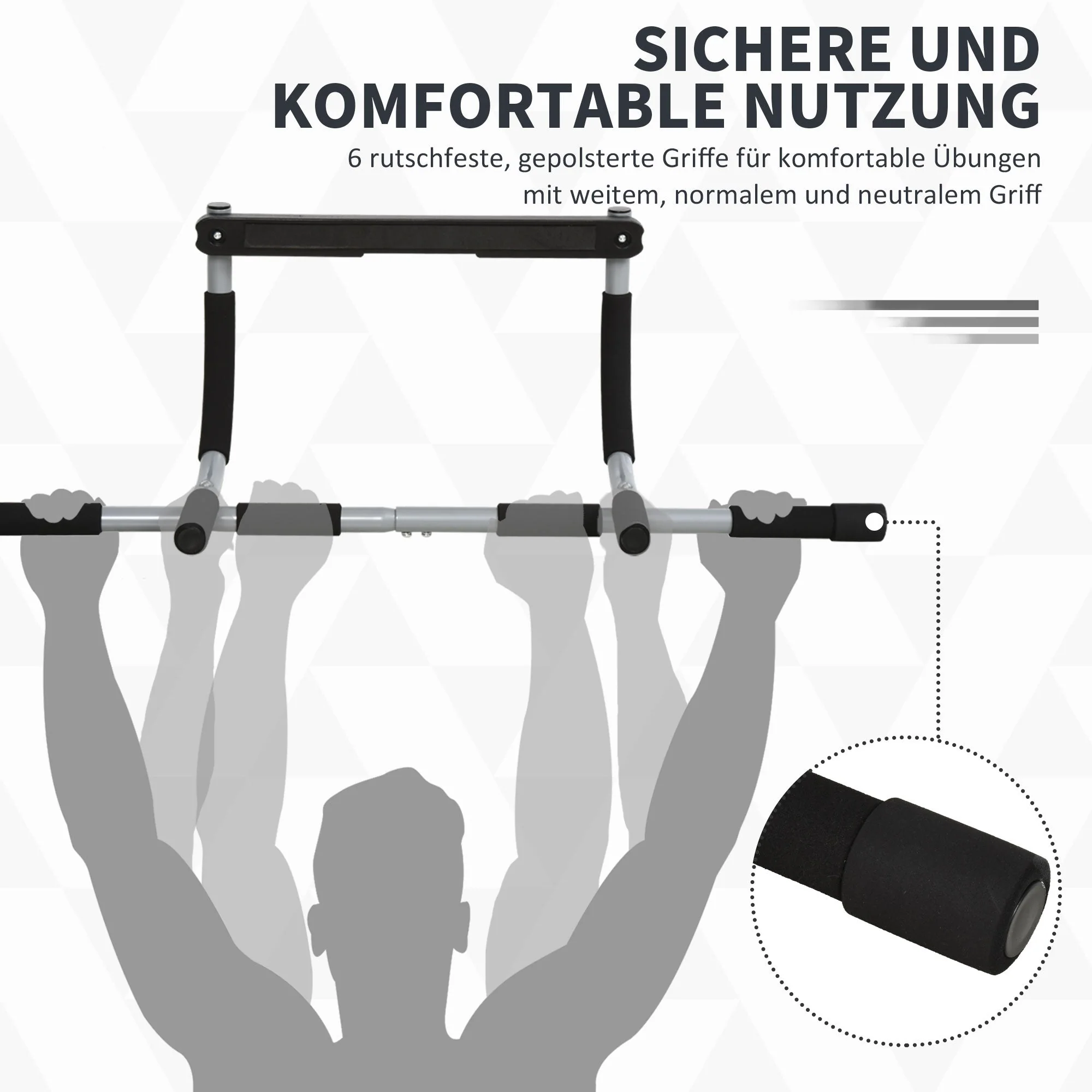 Pull-up Bar Multifunctional Training Bracket Door Bar Steel Black Grey - Image 6