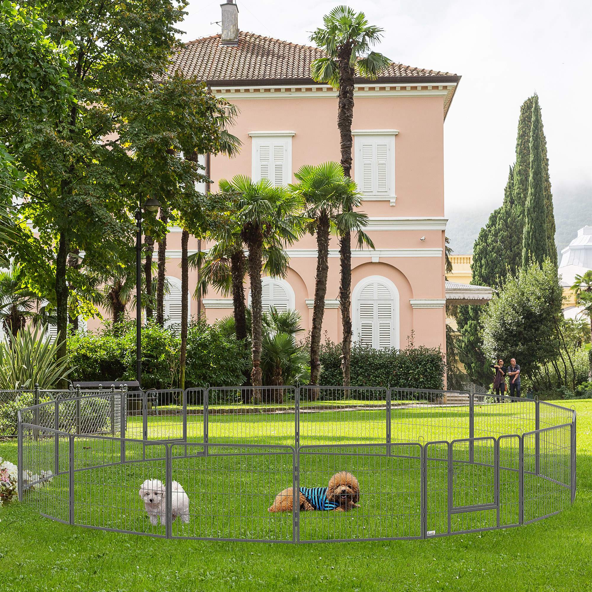 Puppy Playpen, 60cm 16 Sections 2 Doors, Steel