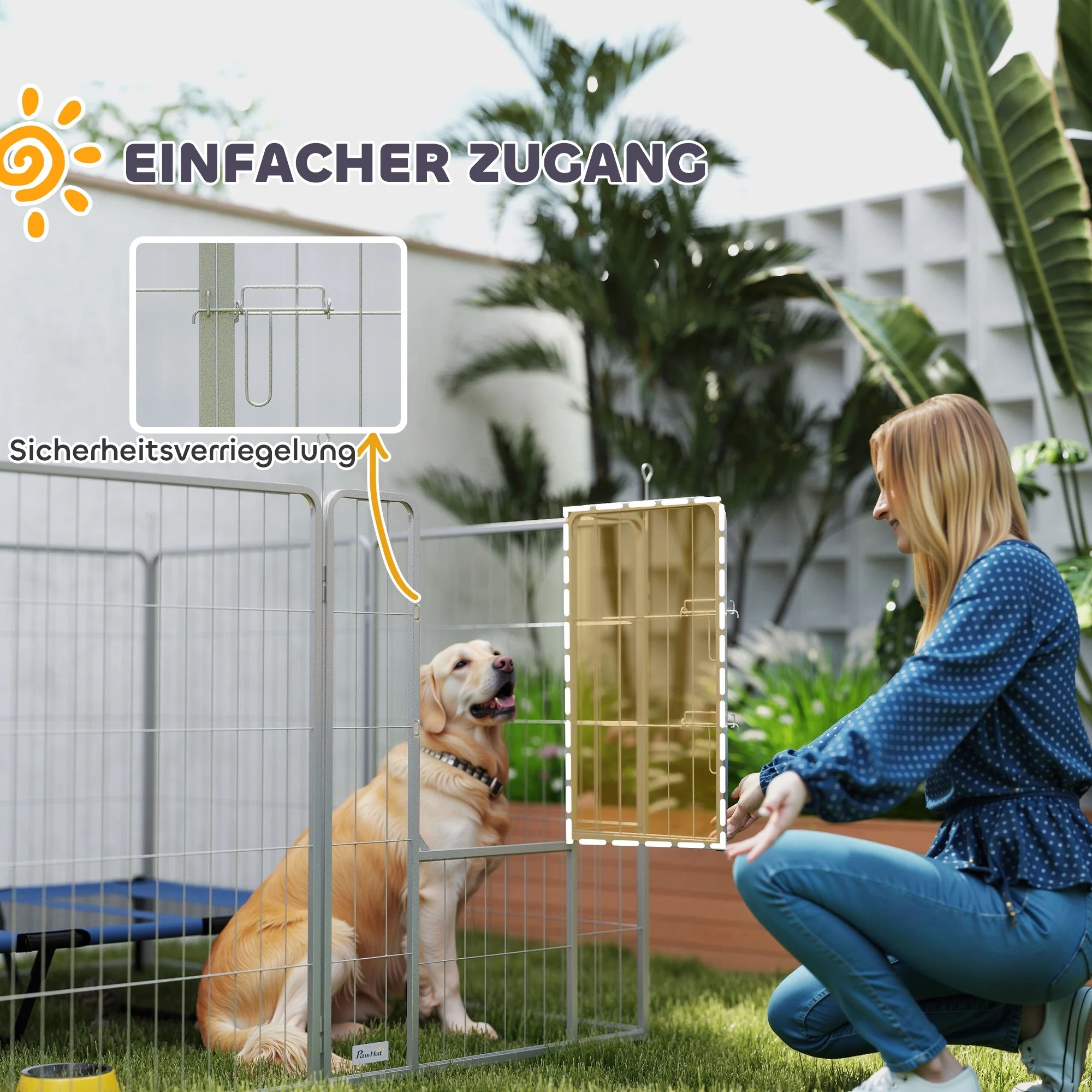 Puppy Playpen 8-Piece 100cm High Outdoor Run Steel Silver - Image 5