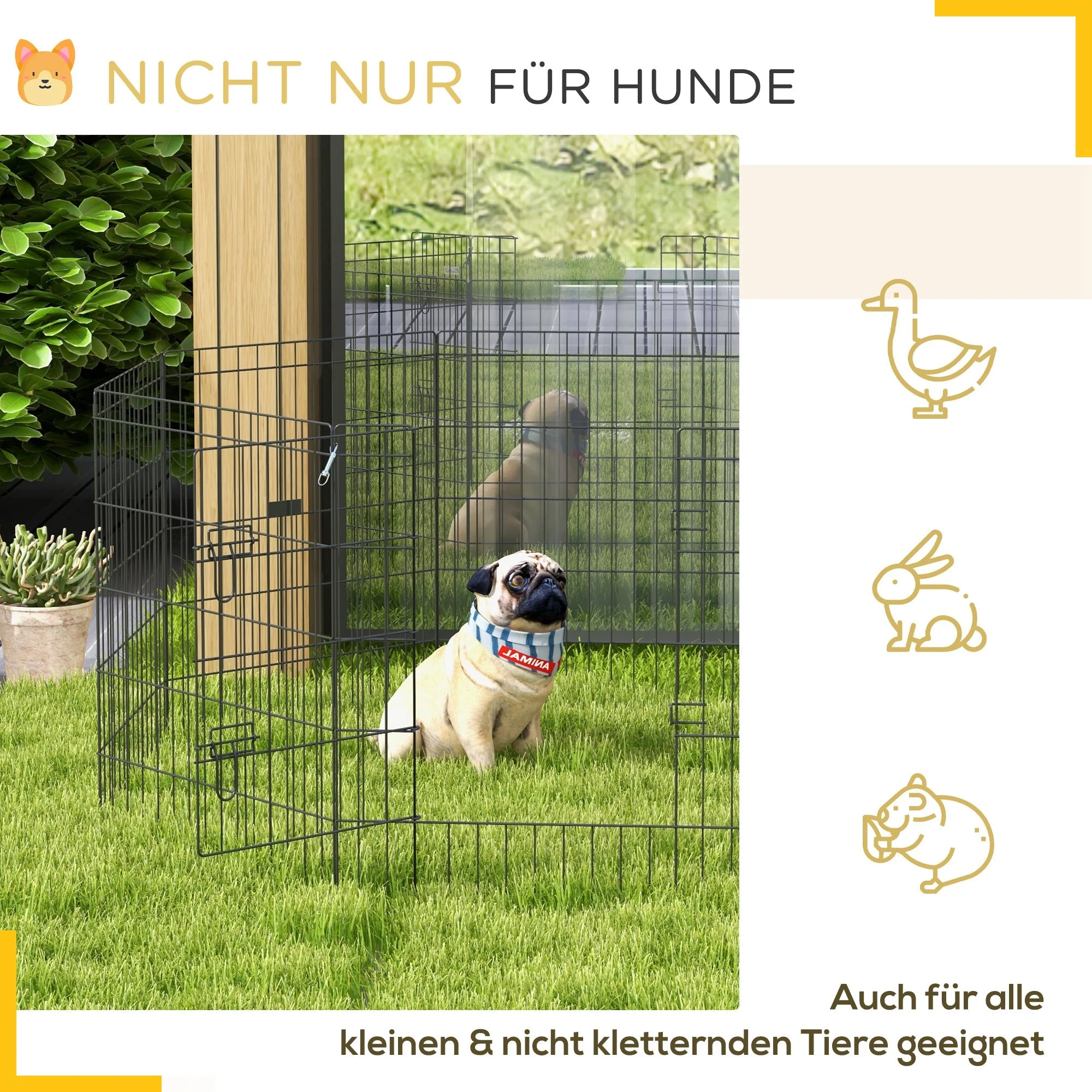 Puppy Playpen 8-Piece Set 76cm High Outdoor Enclosure, Metal Black - Image 5