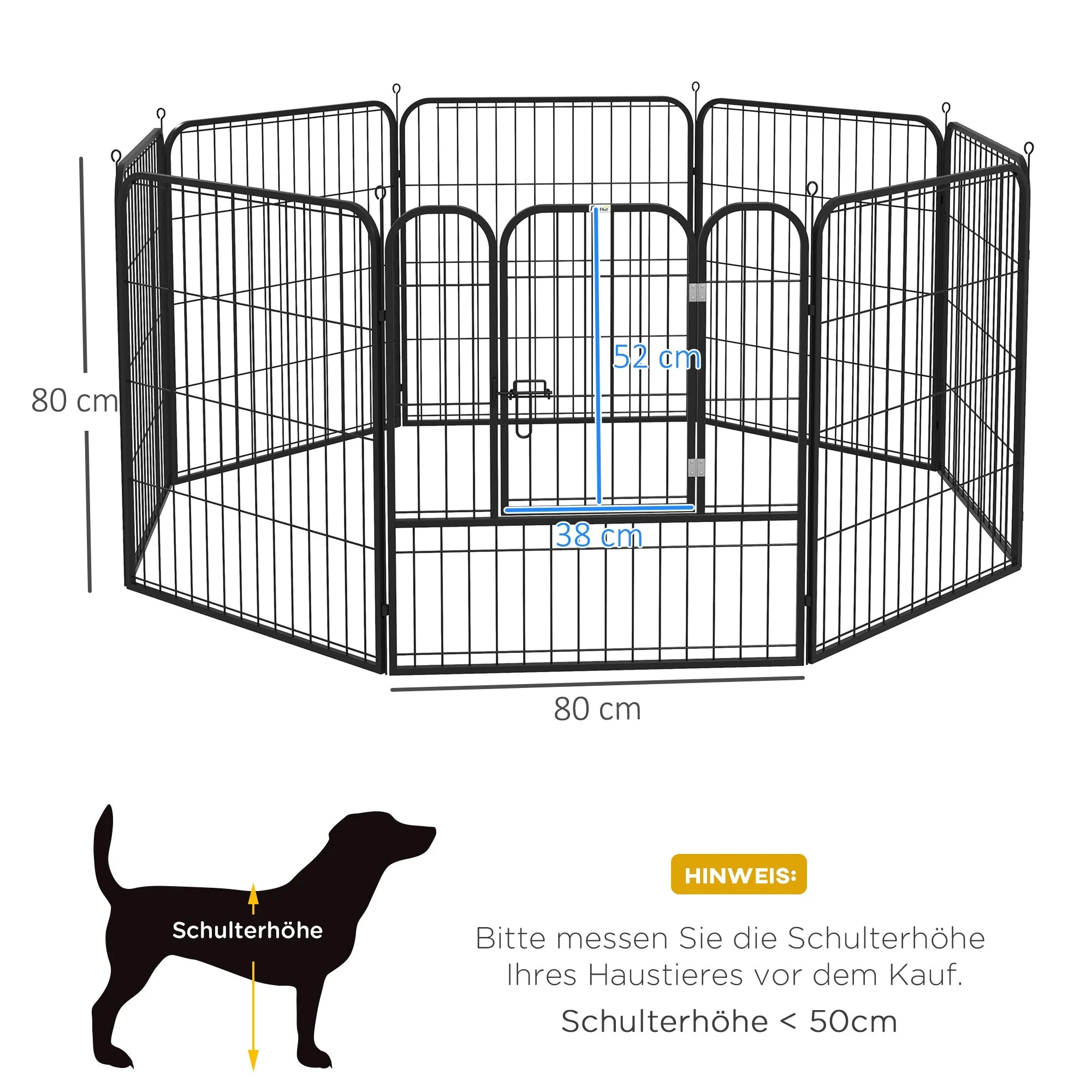 Puppy Run, Outdoor Enclosure, Customizable, Metal Black - Image 3