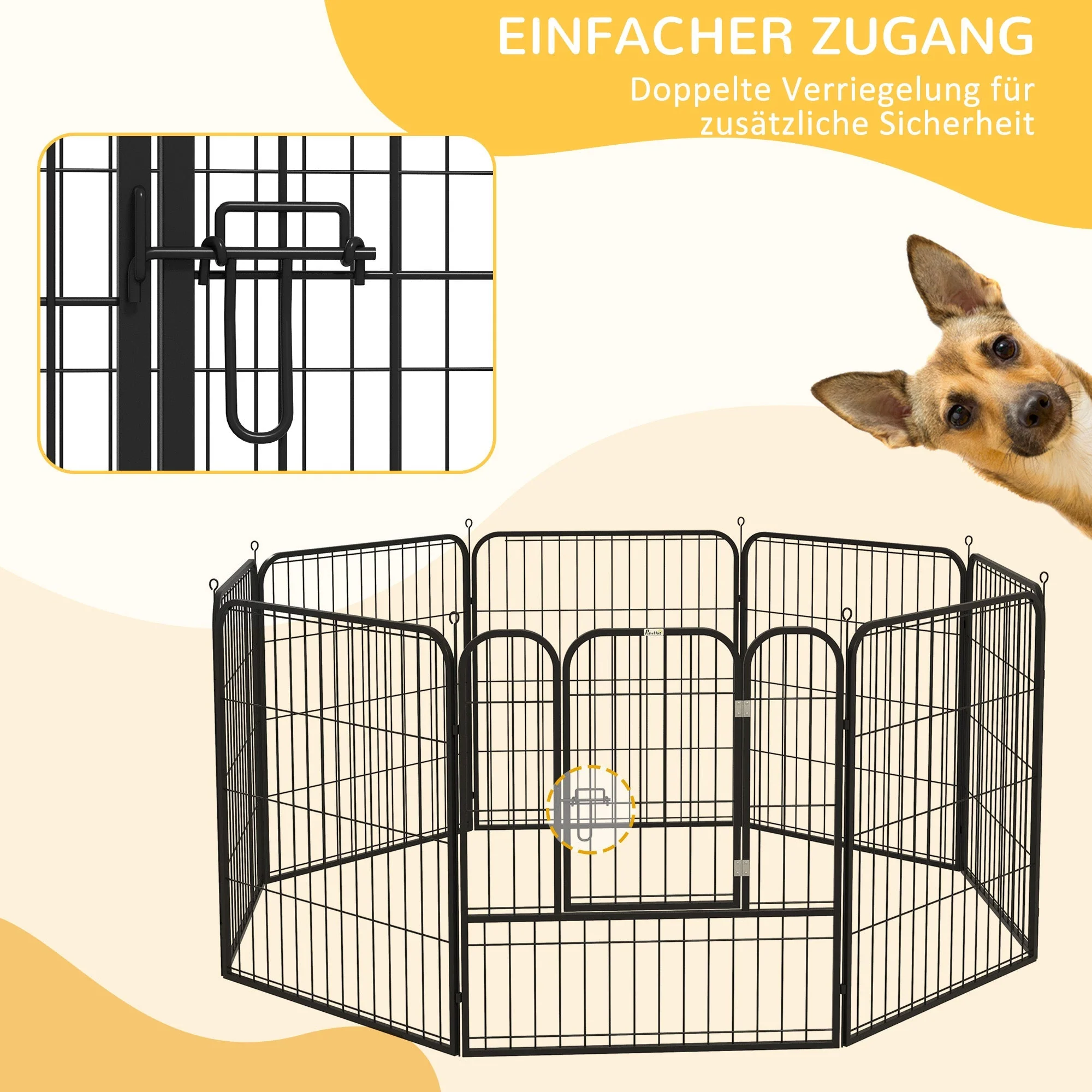 Puppy Run, Outdoor Enclosure, Customizable, Metal Black - Image 6