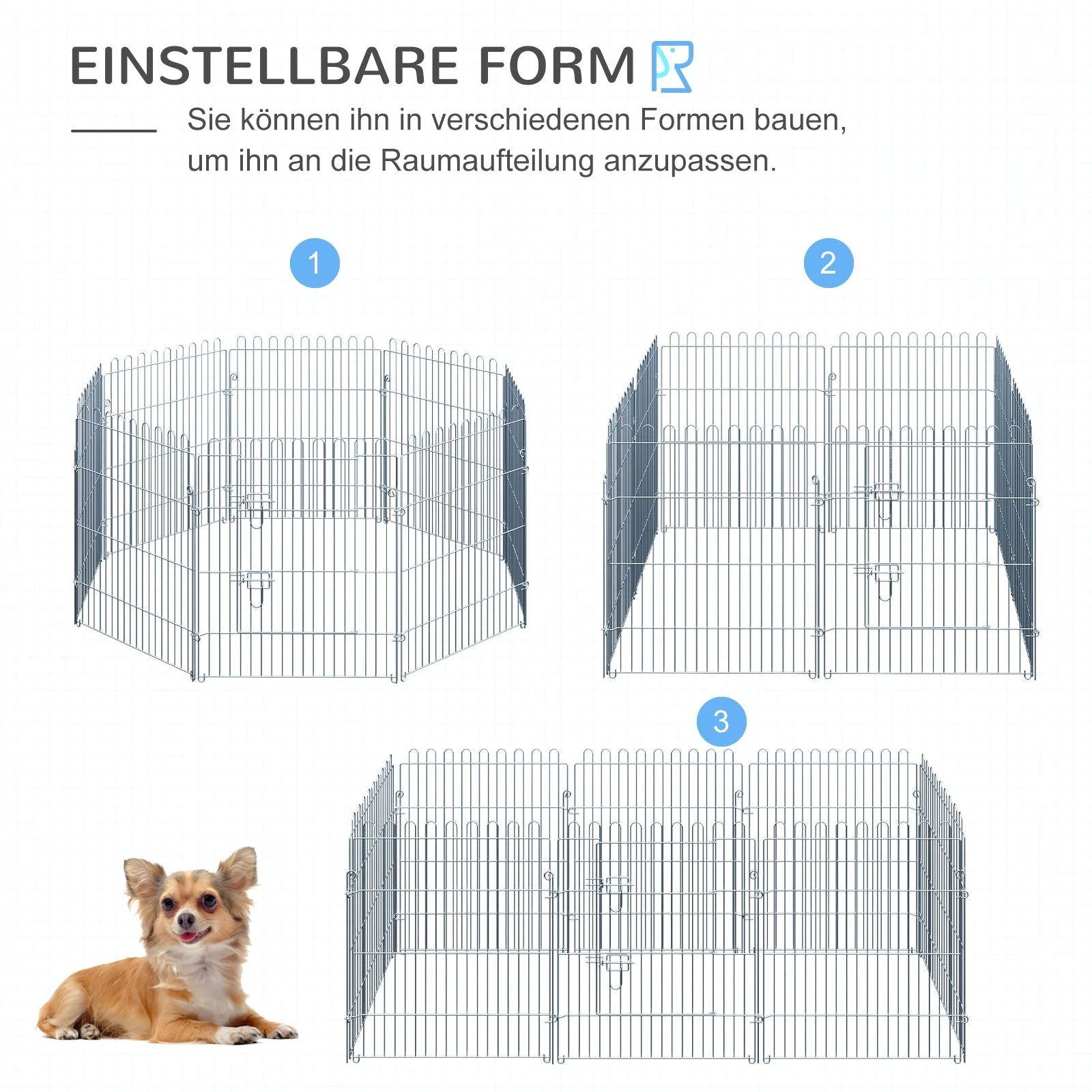 Puppy Run Playpen 8-Piece 63x76cm Safe Stable Metal - Image 4